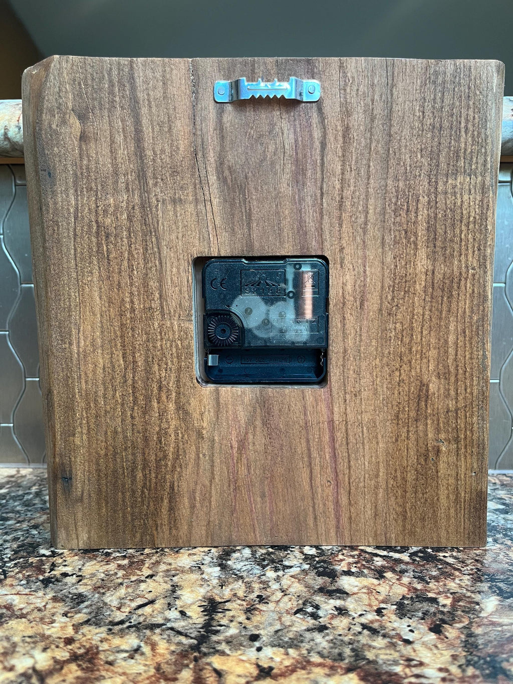 Handmade Live-Edge Plum Wood Clock: Walnut & Leopardwood Inlays