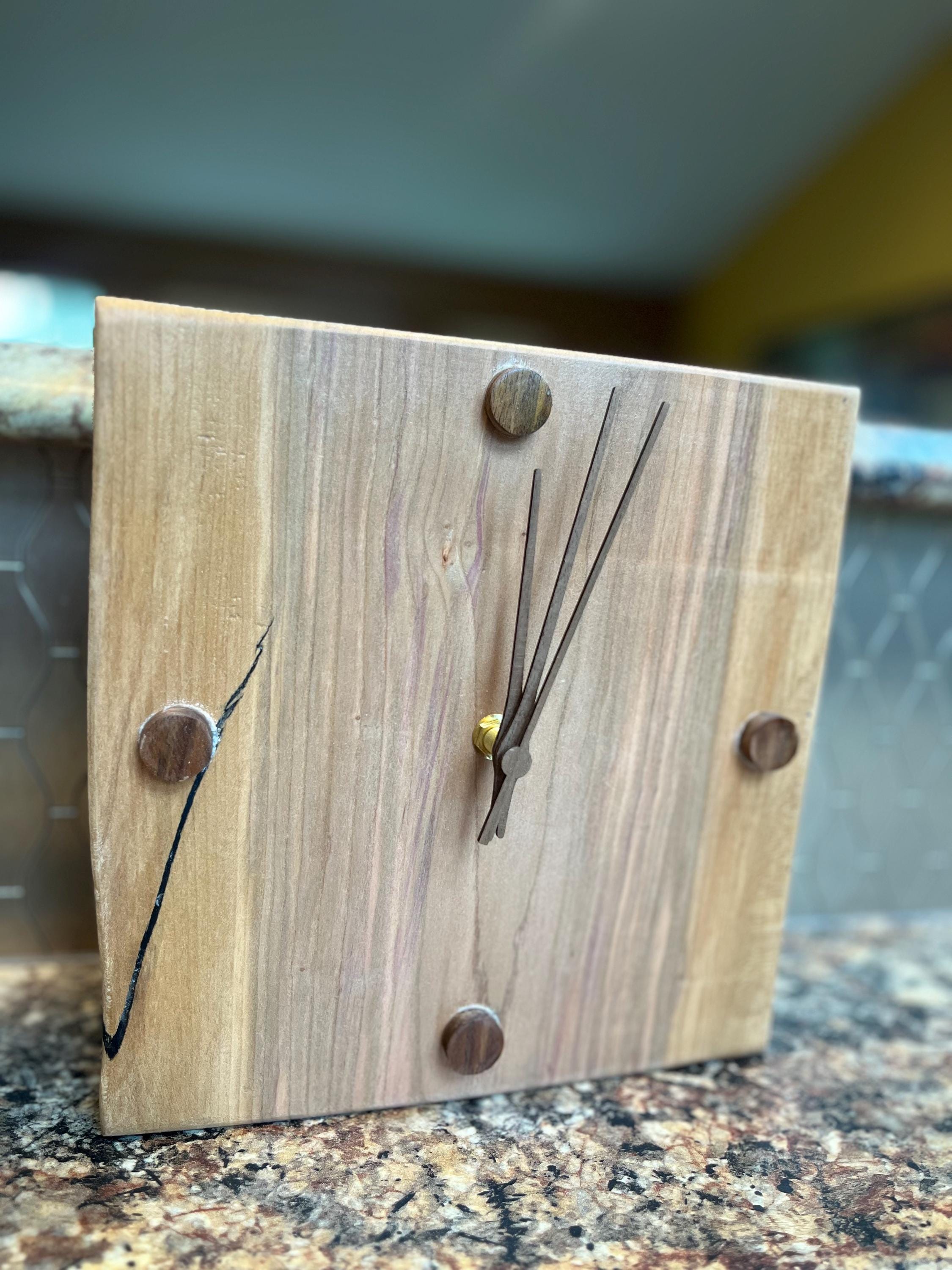 Plum wood clock with Walnut dials and hour markers