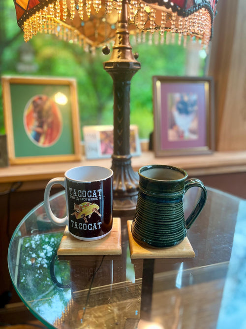 Apple Wood Coasters (Set of 6): Oregon Grown, Felt Backed