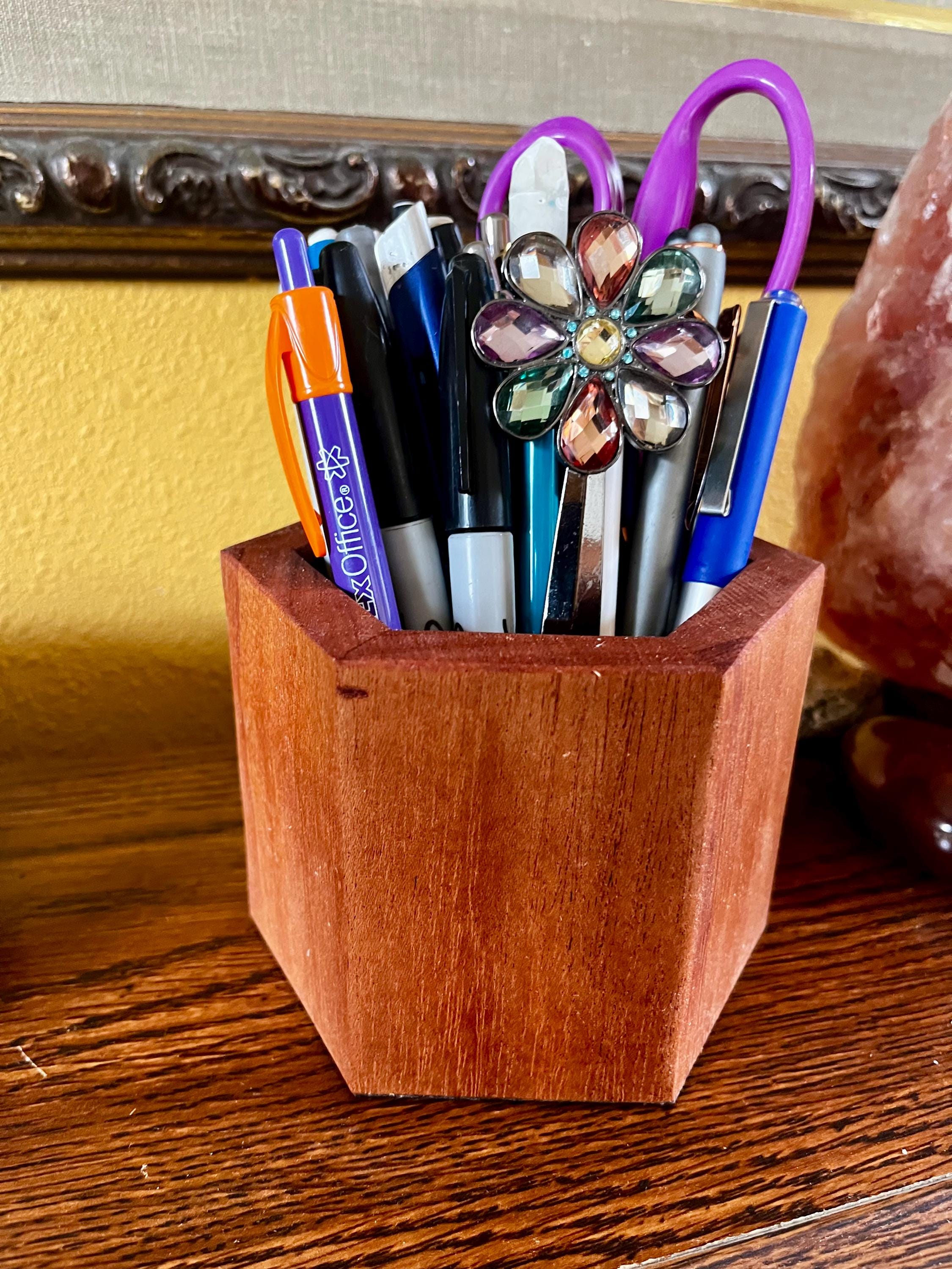 Handmade Mahogany Pen and Pencil Holder: Tung Oil Finish, Felt-Lined