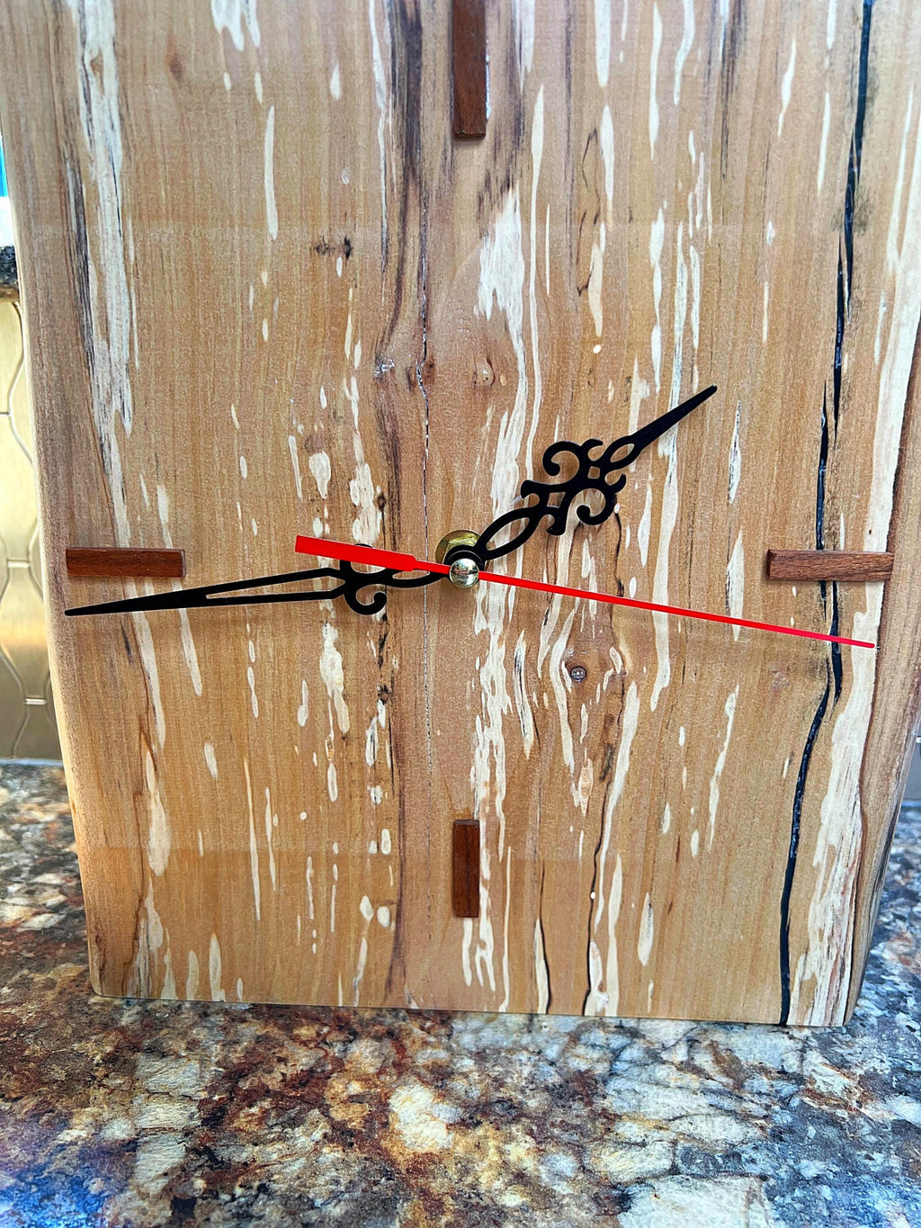Live-Edge Apple Wood Clock: Handmade Rustic Wall or Desk Decor