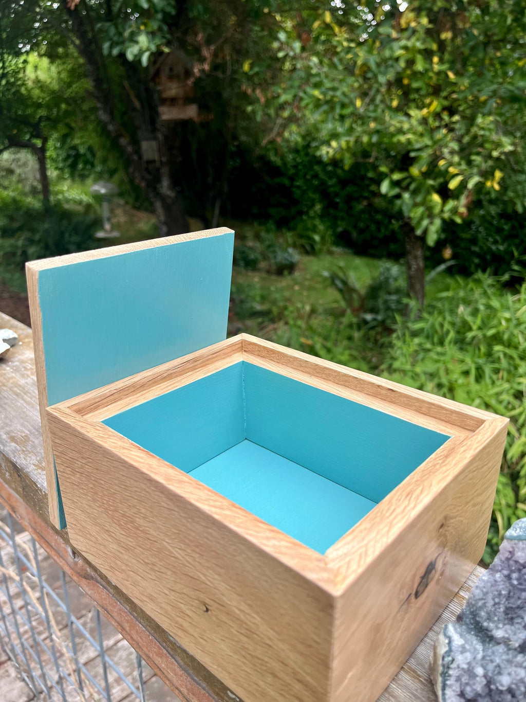 Reclaimed Oak Storage Boxes with Walnut Handles - Set of 2