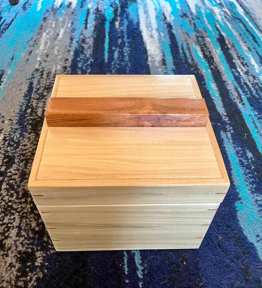 Rustic Poplar Storage Box: Salvaged Wood Keepsake Box with Mahogany Accents
