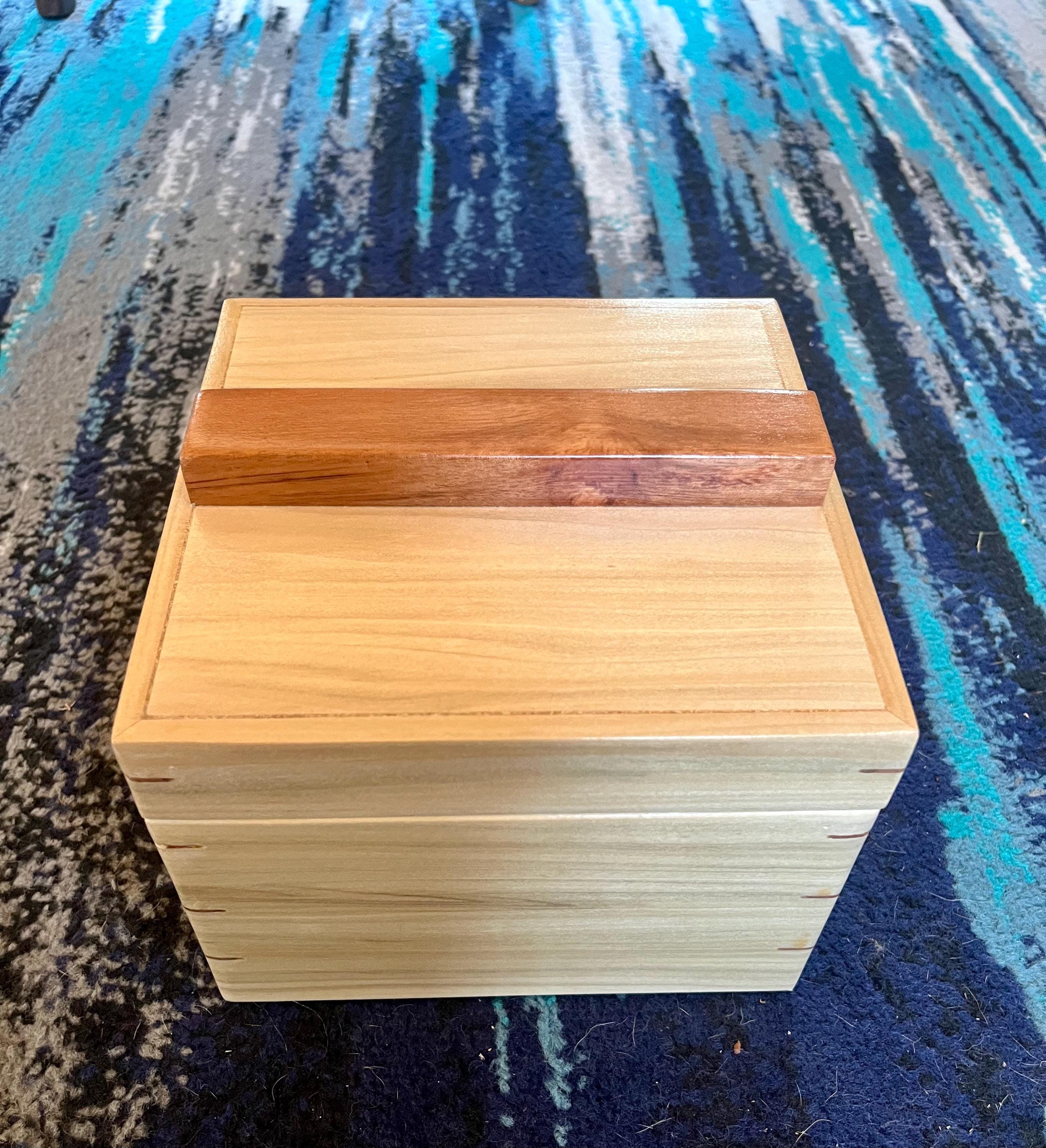 Rustic Poplar Storage Box: Salvaged Wood Keepsake Box with Mahogany Accents