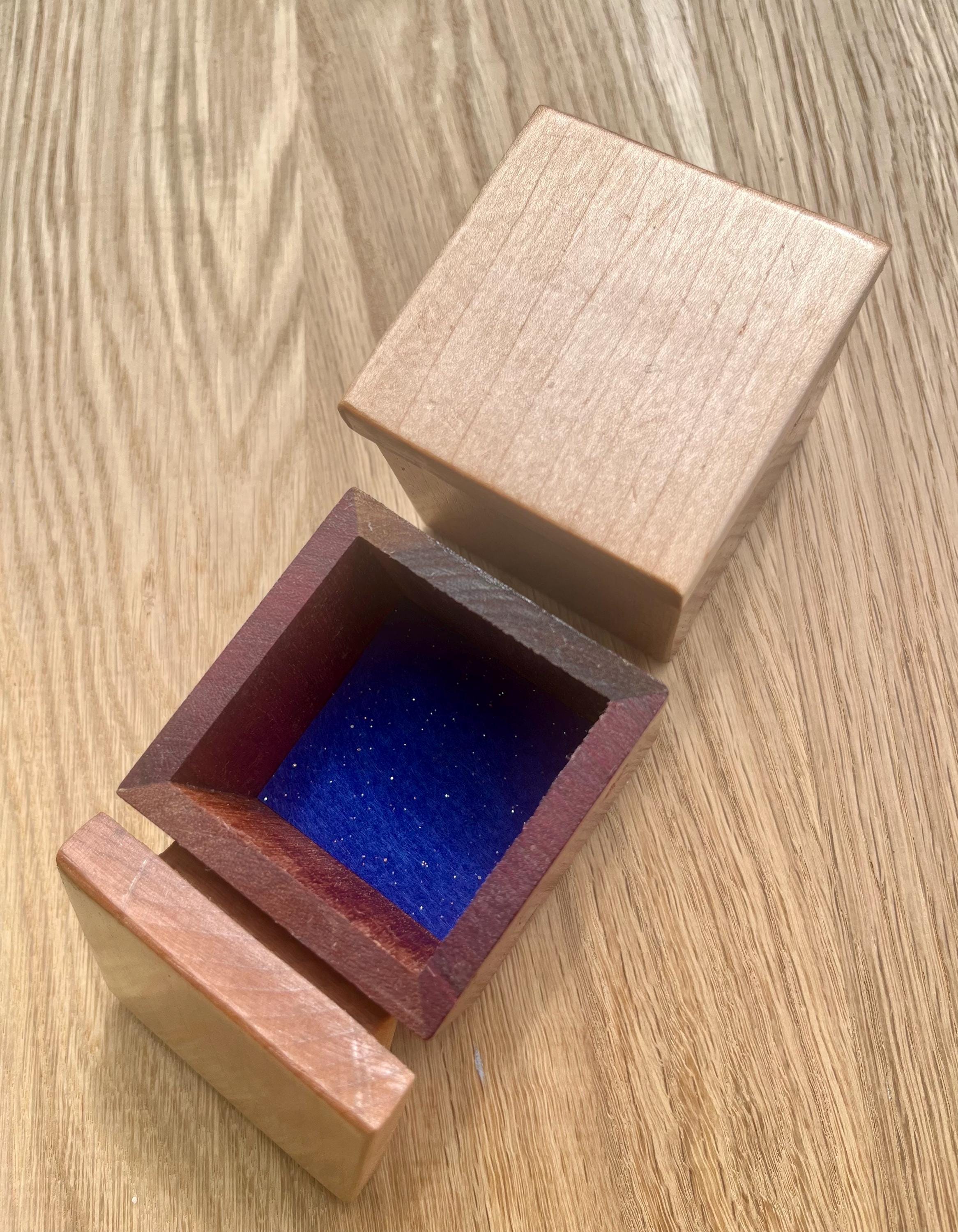 Handmade Wood Jewelry Boxes: Mahogany, Purpleheart & Walnut, Maple Lids - Set of 2