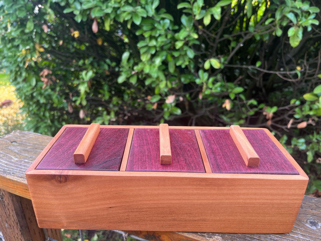 Reclaimed Cherry & Purpleheart Box | Handmade Jewelry Storage, Desk Organizer