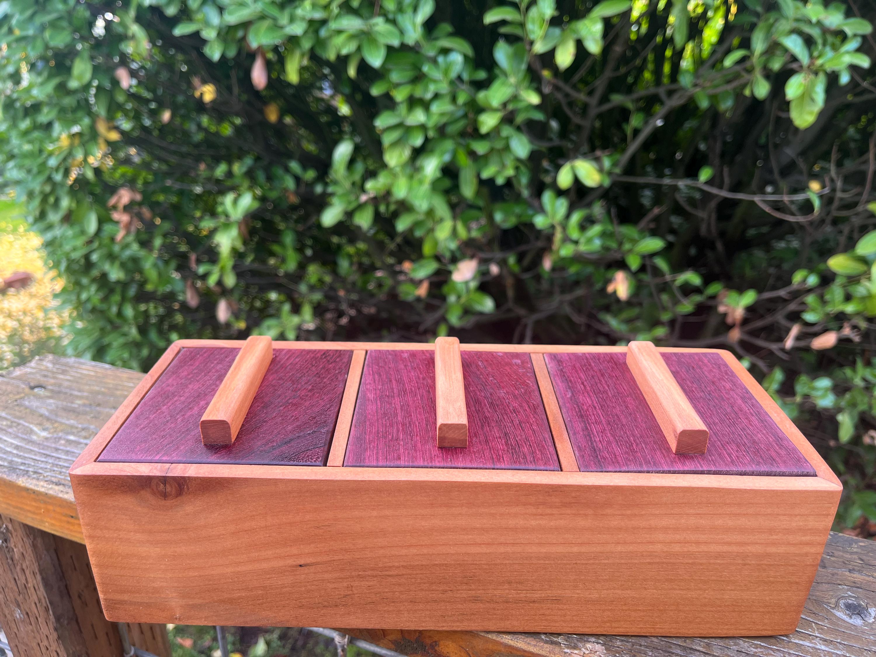 Reclaimed Cherry & Purpleheart Box | Handmade Jewelry Storage, Desk Organizer