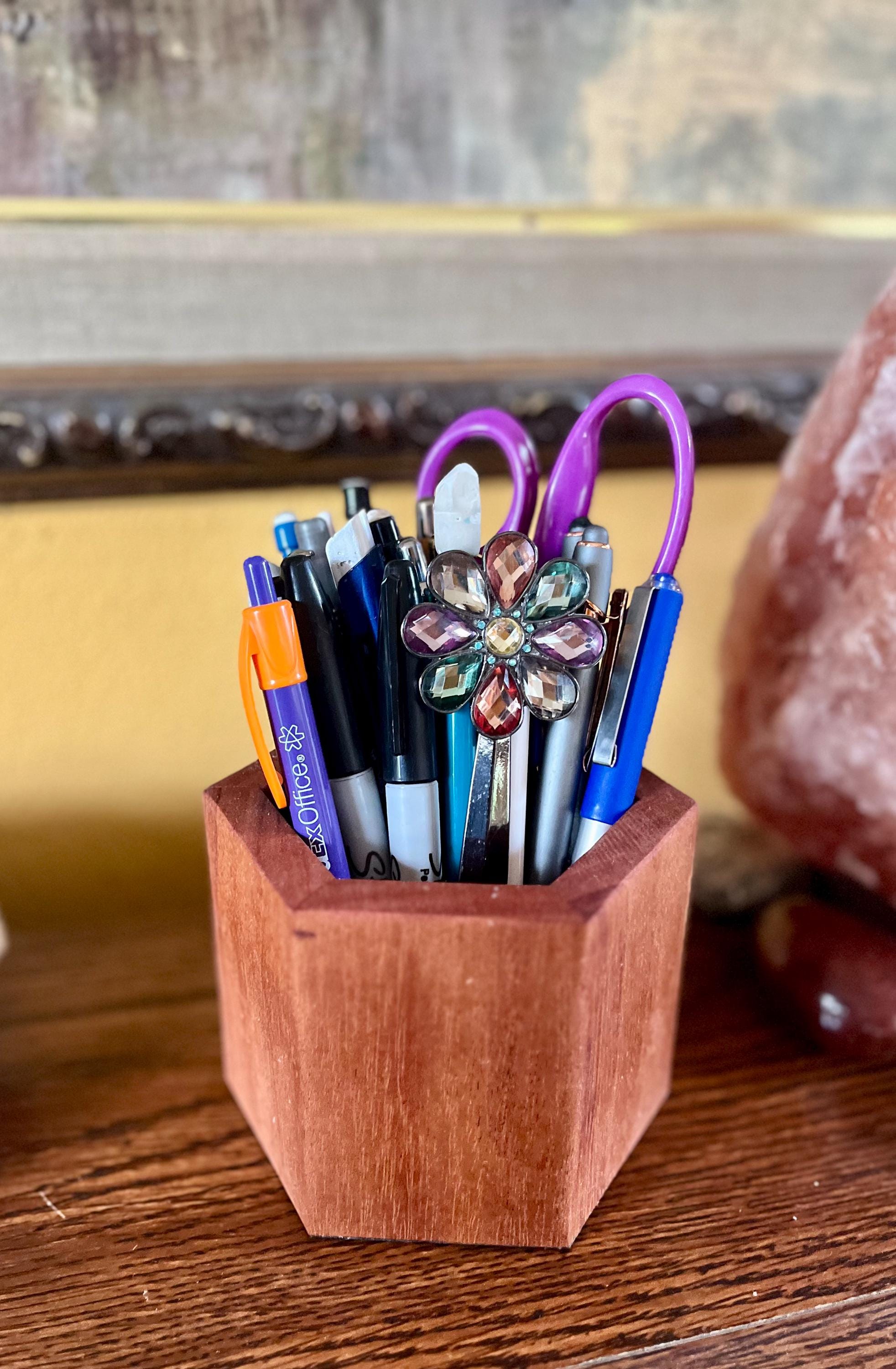 Handmade Mahogany Pen and Pencil Holder: Tung Oil Finish, Felt-Lined