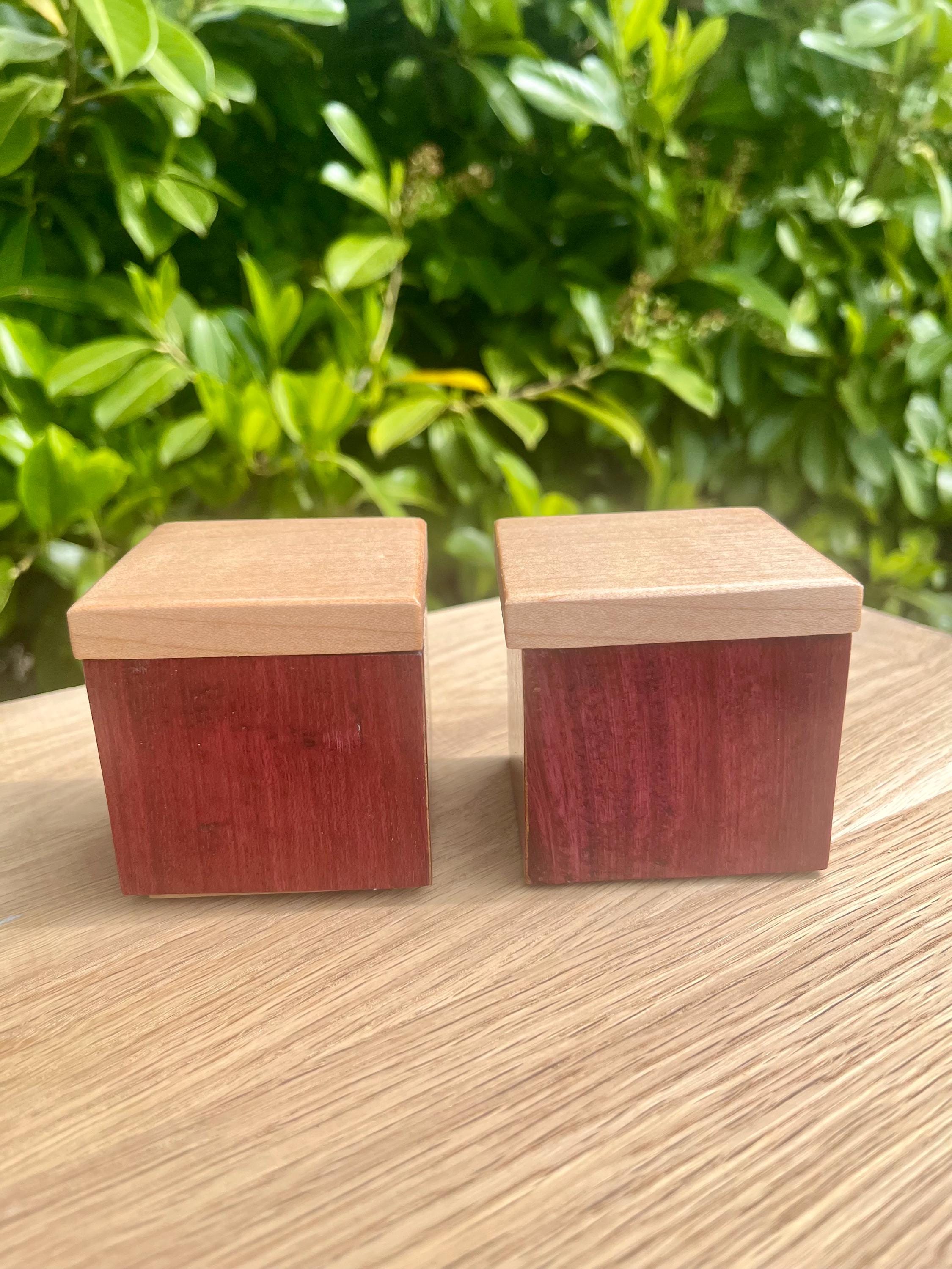 Handmade Wood Jewelry Boxes: Mahogany, Purpleheart & Walnut, Maple Lids - Set of 2