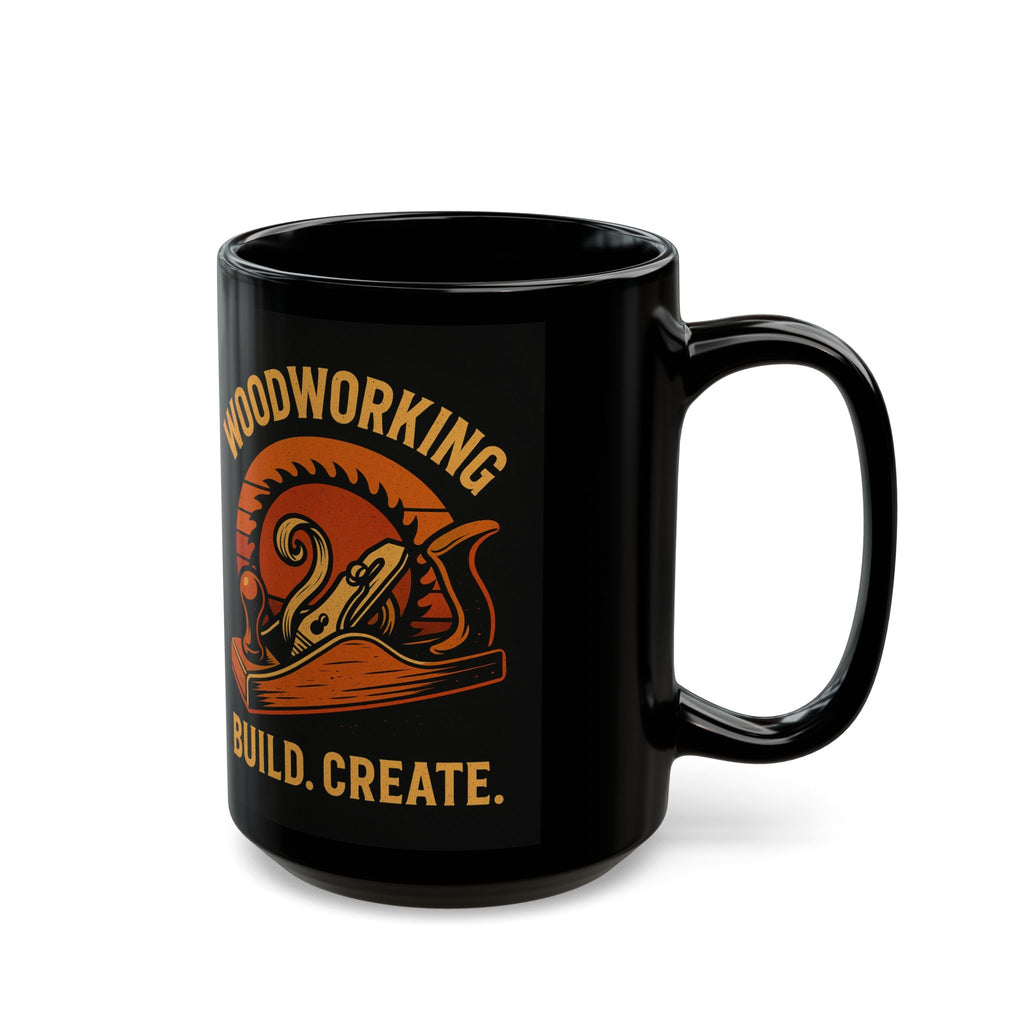 Woodworking Mug: 15oz Black Ceramic Coffee Cup - Locally Grown Gifts 1
