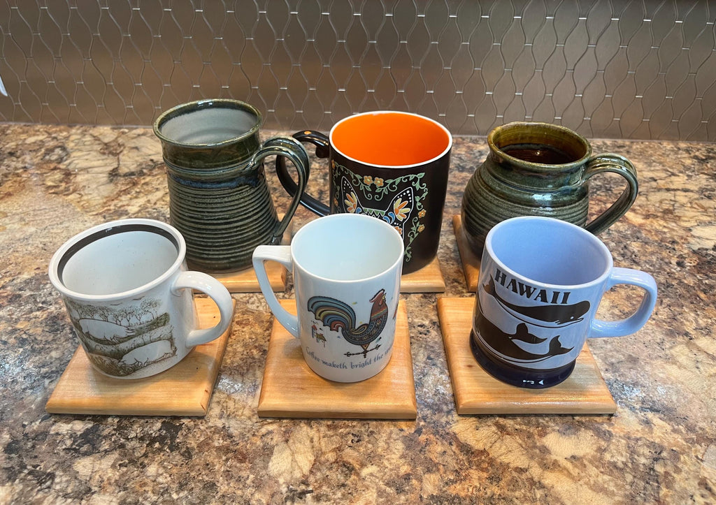 Apple Wood Coasters (Set of 6): Oregon Grown, Felt Backed