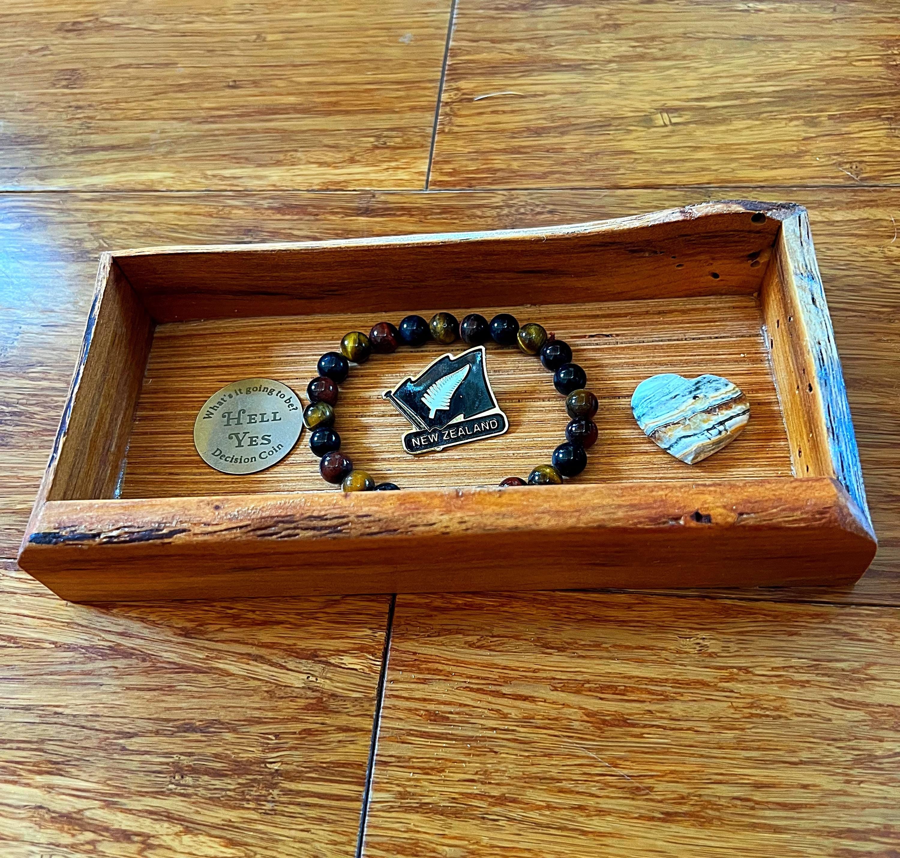 Live-Edge Yellow Plum Wood Jewelry Tray: Handmade Tung Oil Finish