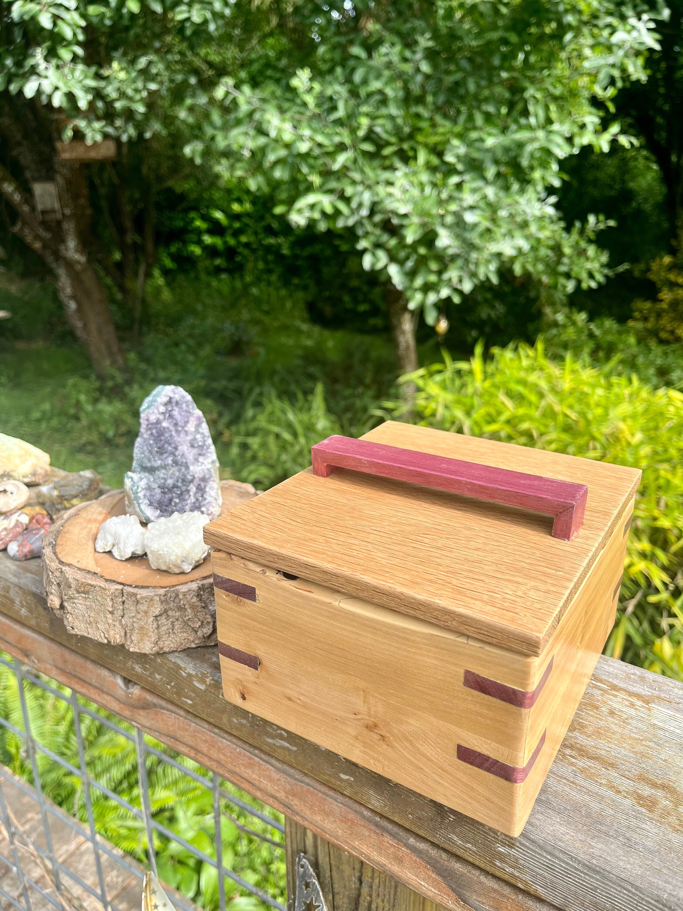 Applewood & Oak Jewelry Box: Live Edge with Padauk Accents