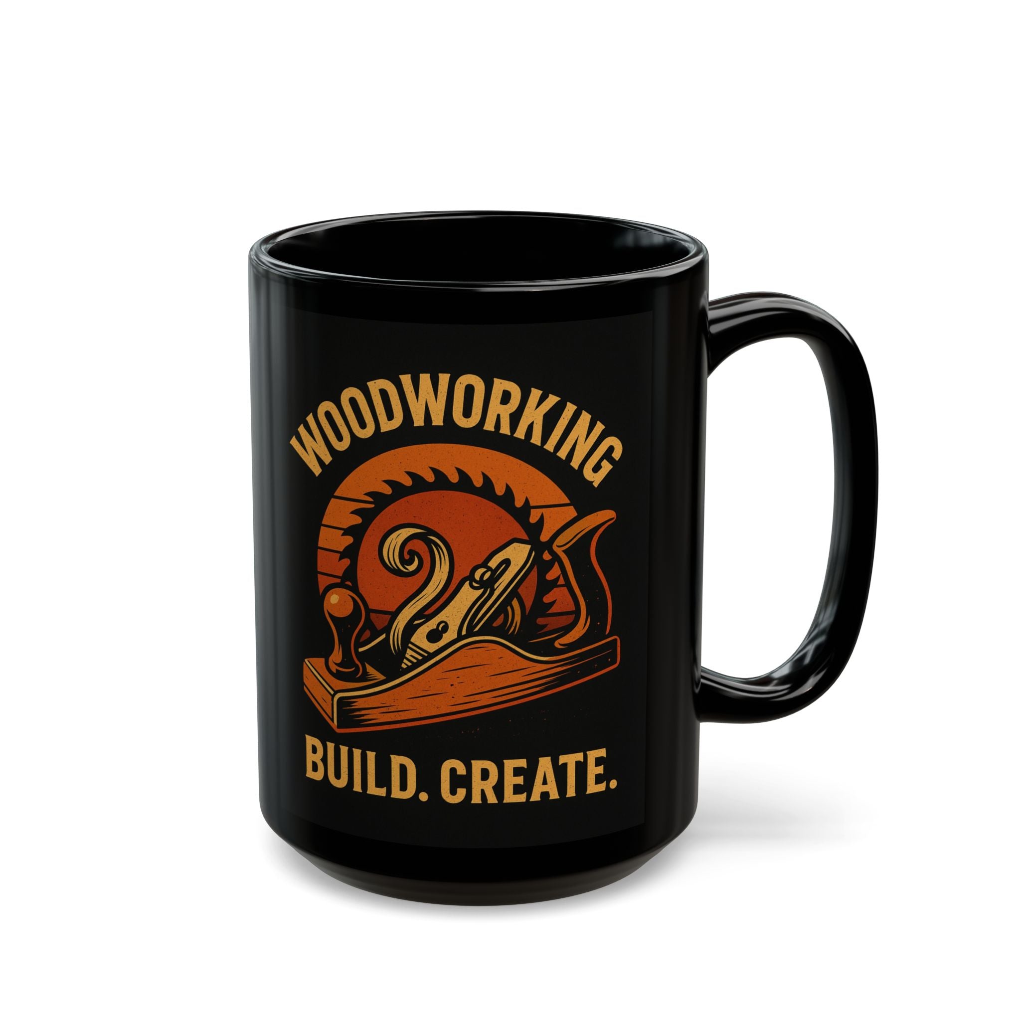 Woodworking Mug: 15oz Black Ceramic Coffee Cup - Locally Grown Gifts 1