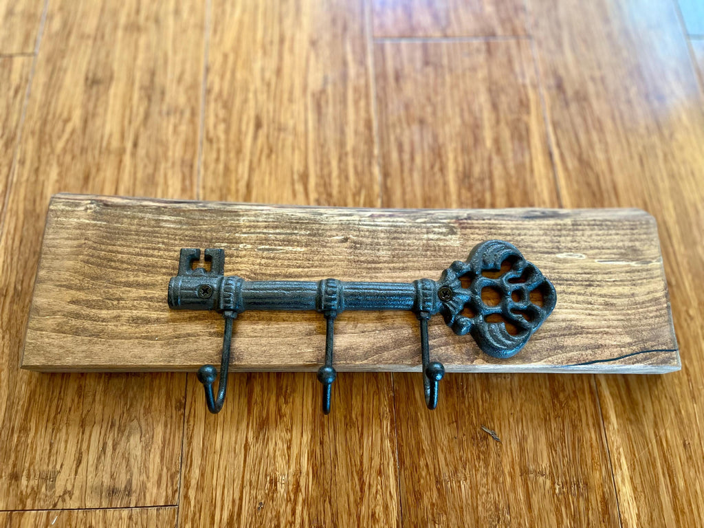 Live-Edge Apple Wood Key Holder: Rustic 3-Hook Organizer