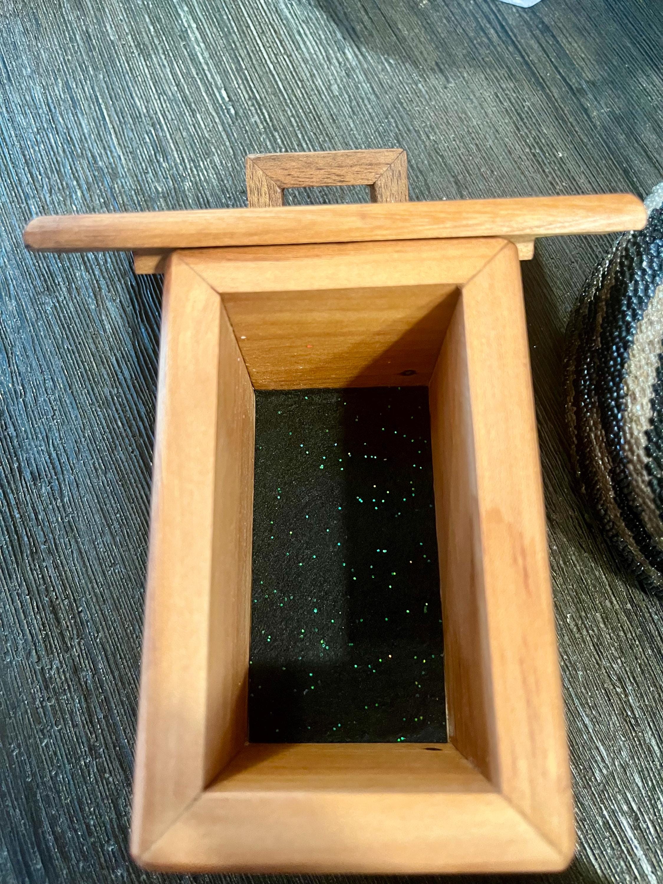 Reclaimed Cherry Wood Boxes with Walnut Handles, Felt Lined - Set of 2