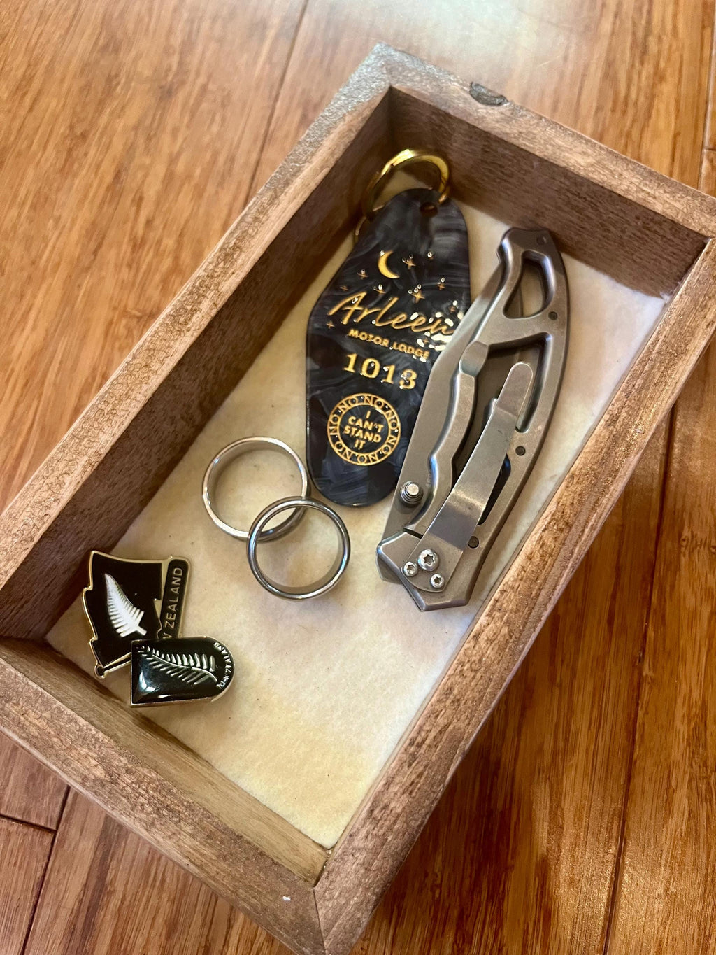 Handcrafted Plum Wood Jewelry Tray | Live-Edge, Felt-Lined Catchall