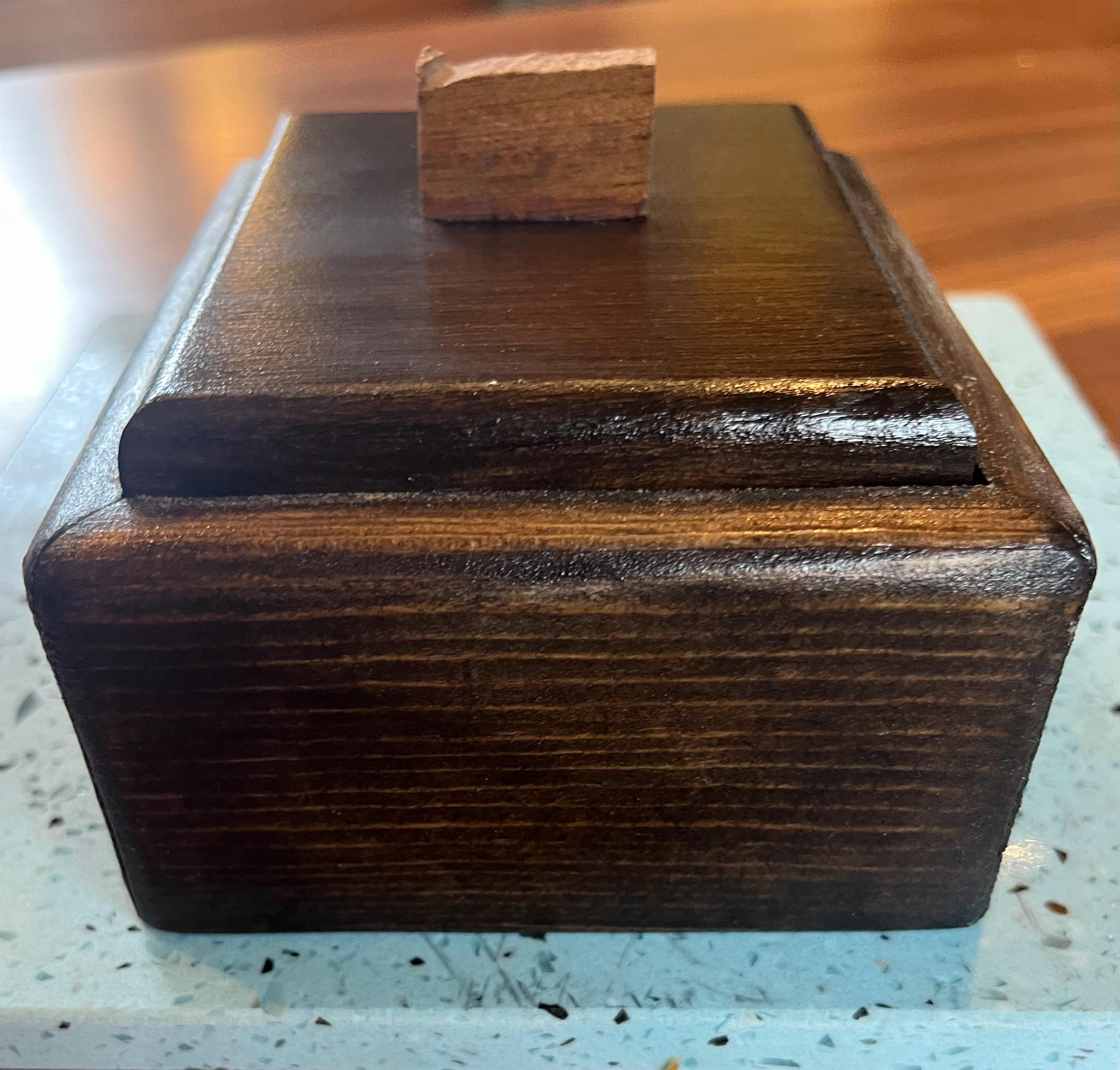 Handmade Spruce Wood Jewelry Box Set – Raw Walnut Pulls, Purple Felt Lined