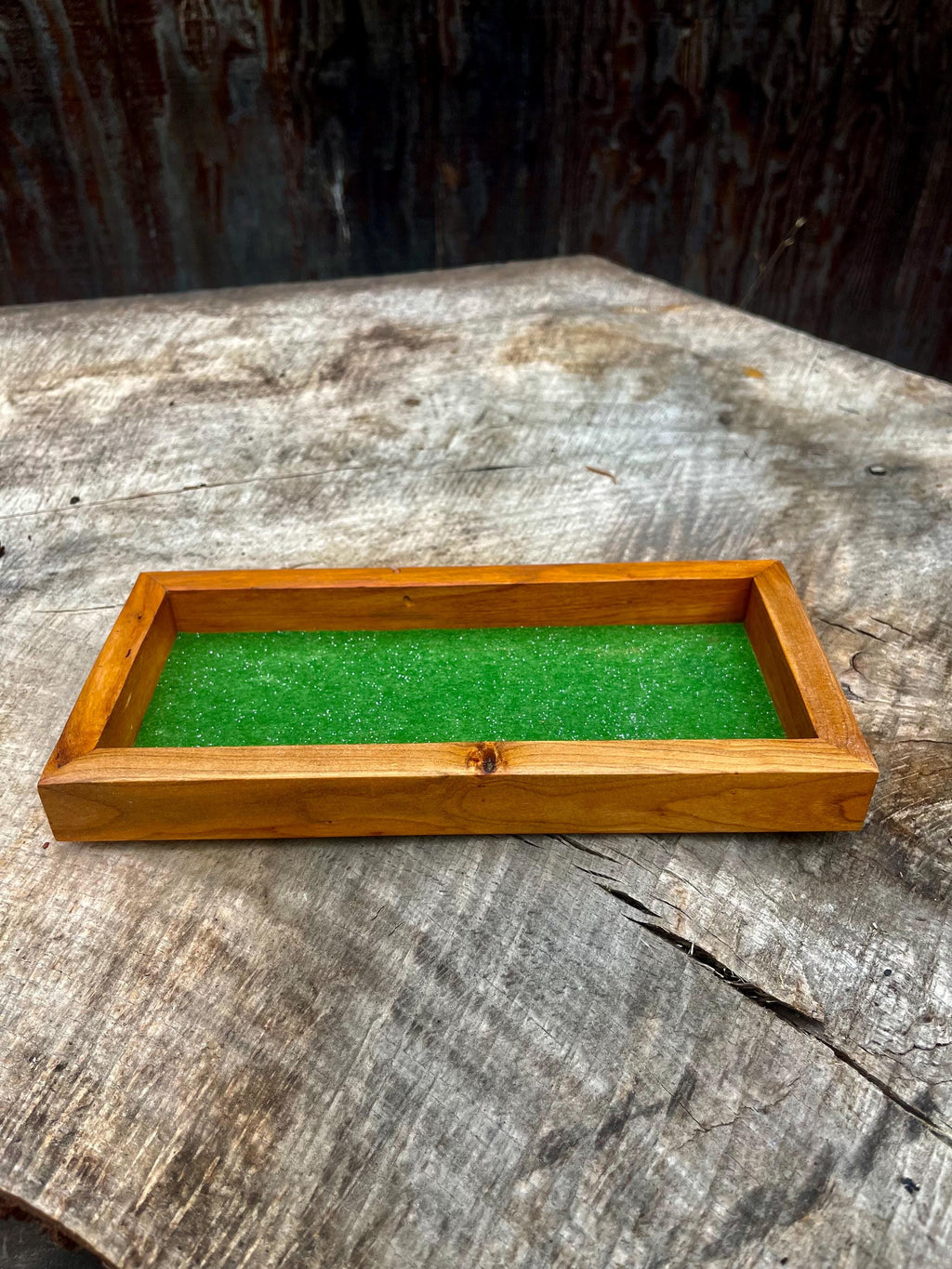 Purple Plum Wood Jewelry Tray | Handmade Wooden Ring Dish | Rustic Catchall with Felt Lining