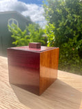 Handmade Mahogany & Purpleheart Keepsake Box: Reclaimed Wood, Blue Felt Lined