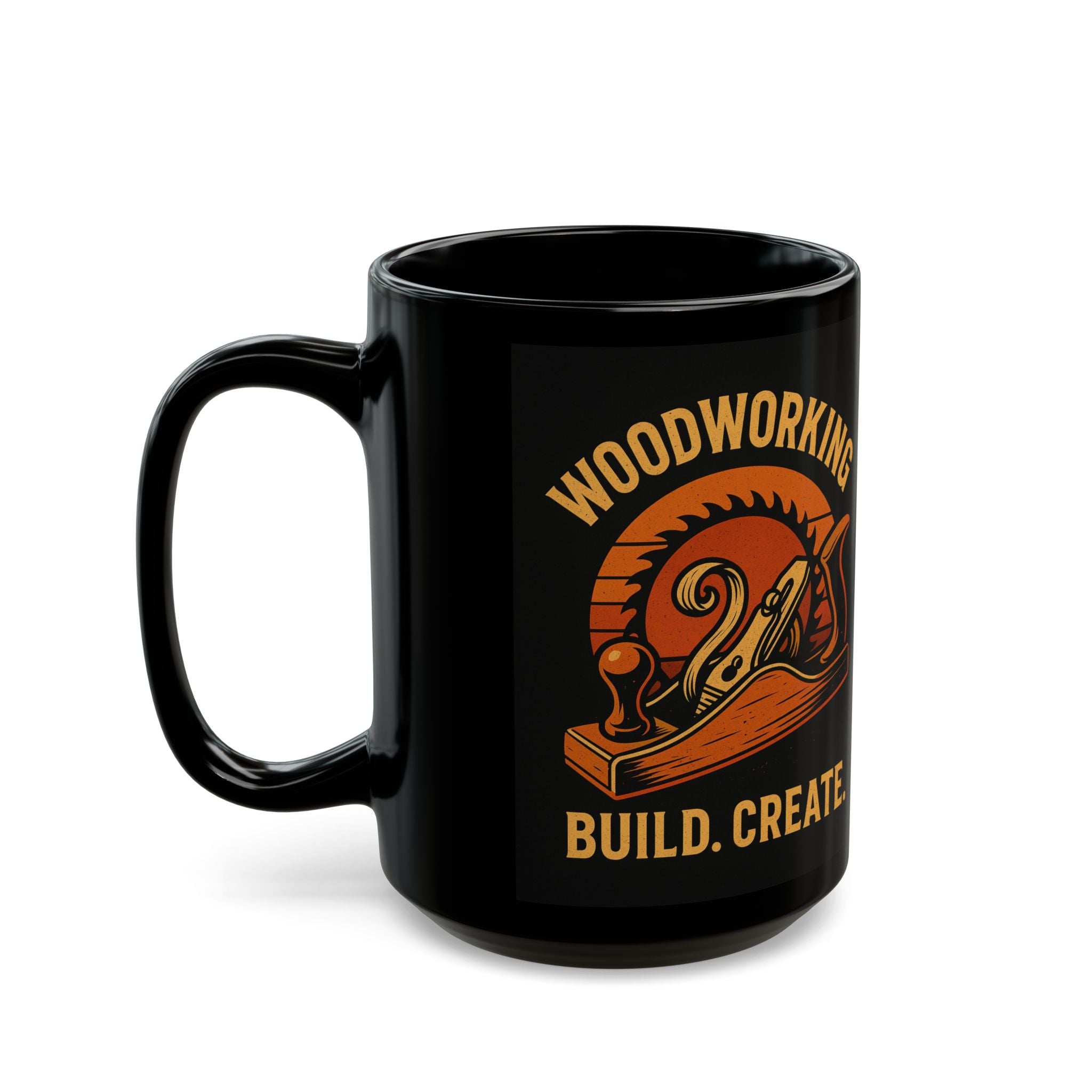 Woodworking Mug: 15oz Black Ceramic Coffee Cup - Locally Grown Gifts 1