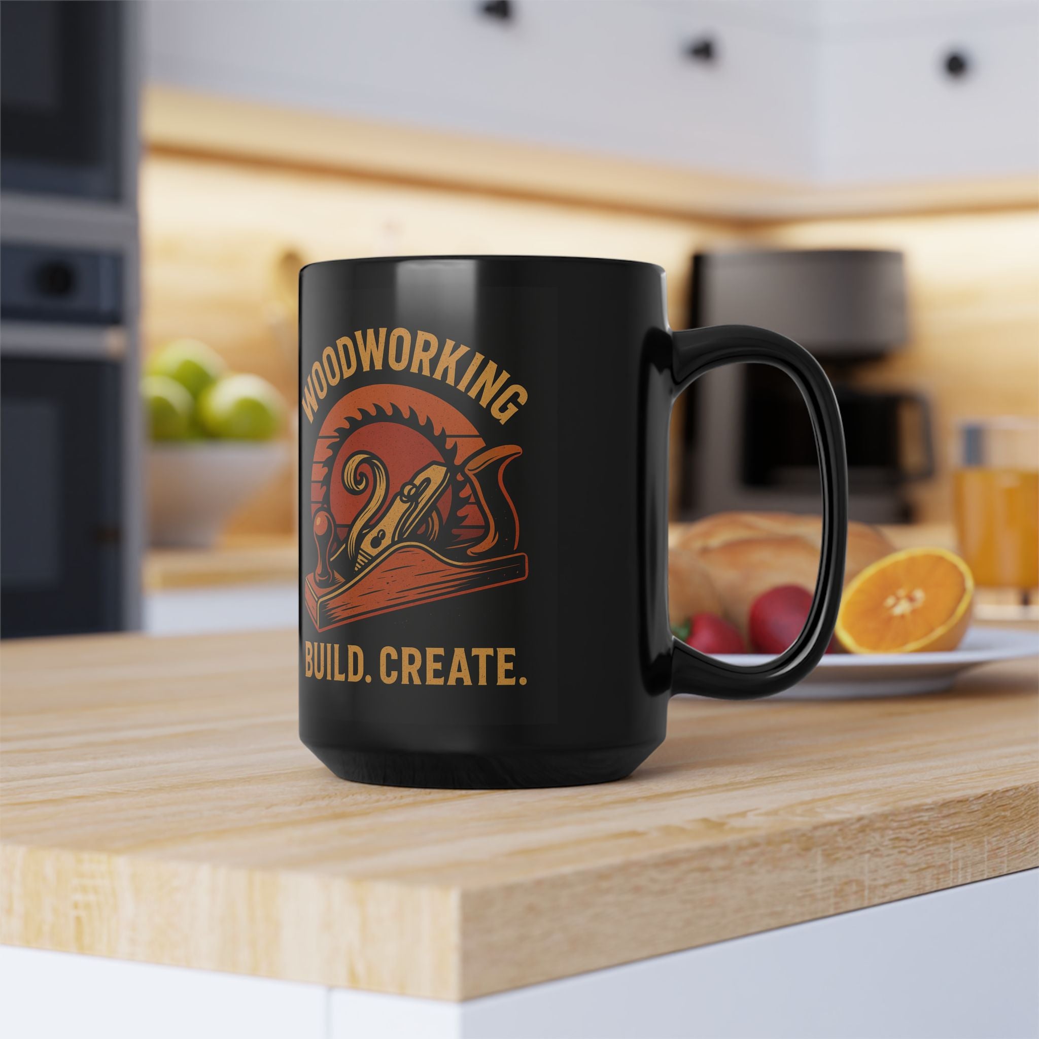 Woodworking Mug: 15oz Black Ceramic Coffee Cup - Locally Grown Gifts 1
