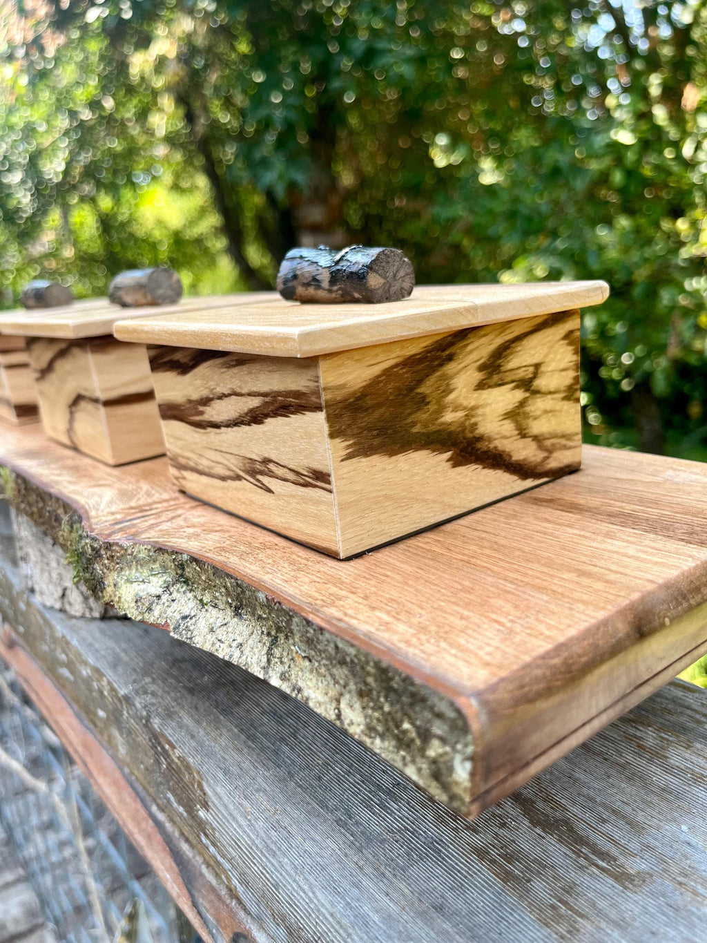Handmade Zebrawood Box Set: Apple Wood Lids, Oregon Ash Tray