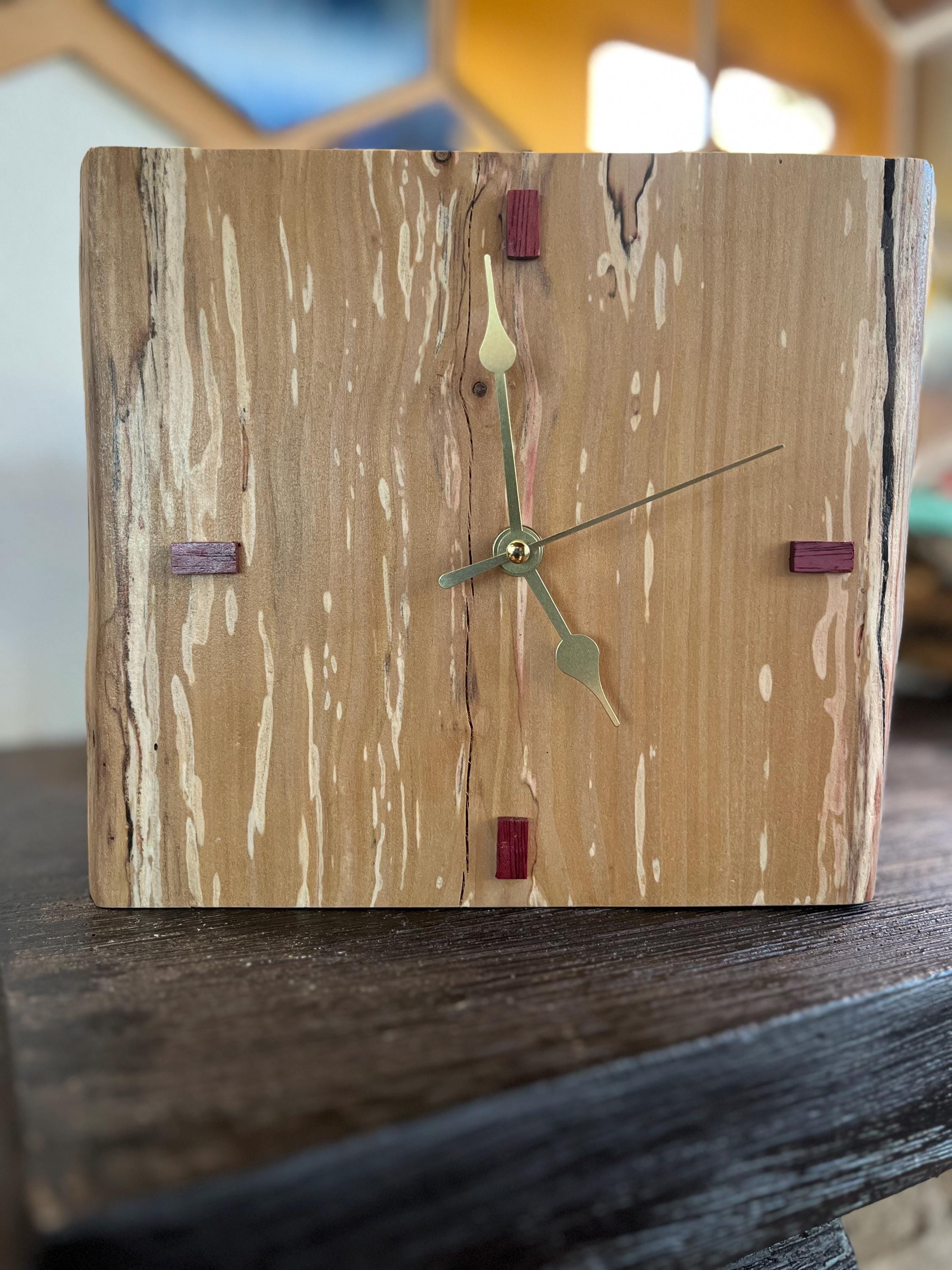 Handmade Live-Edge Apple Wood Clock: Rustic Mahogany Accent Wall Art