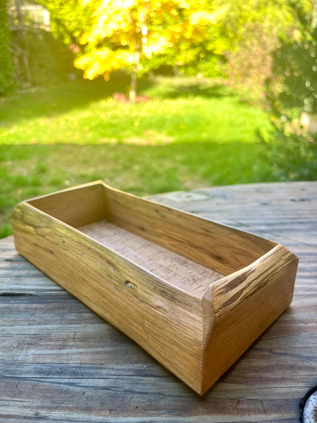 Live Edge Purple Plum Wood Jewelry Tray | Handmade Rustic Decor