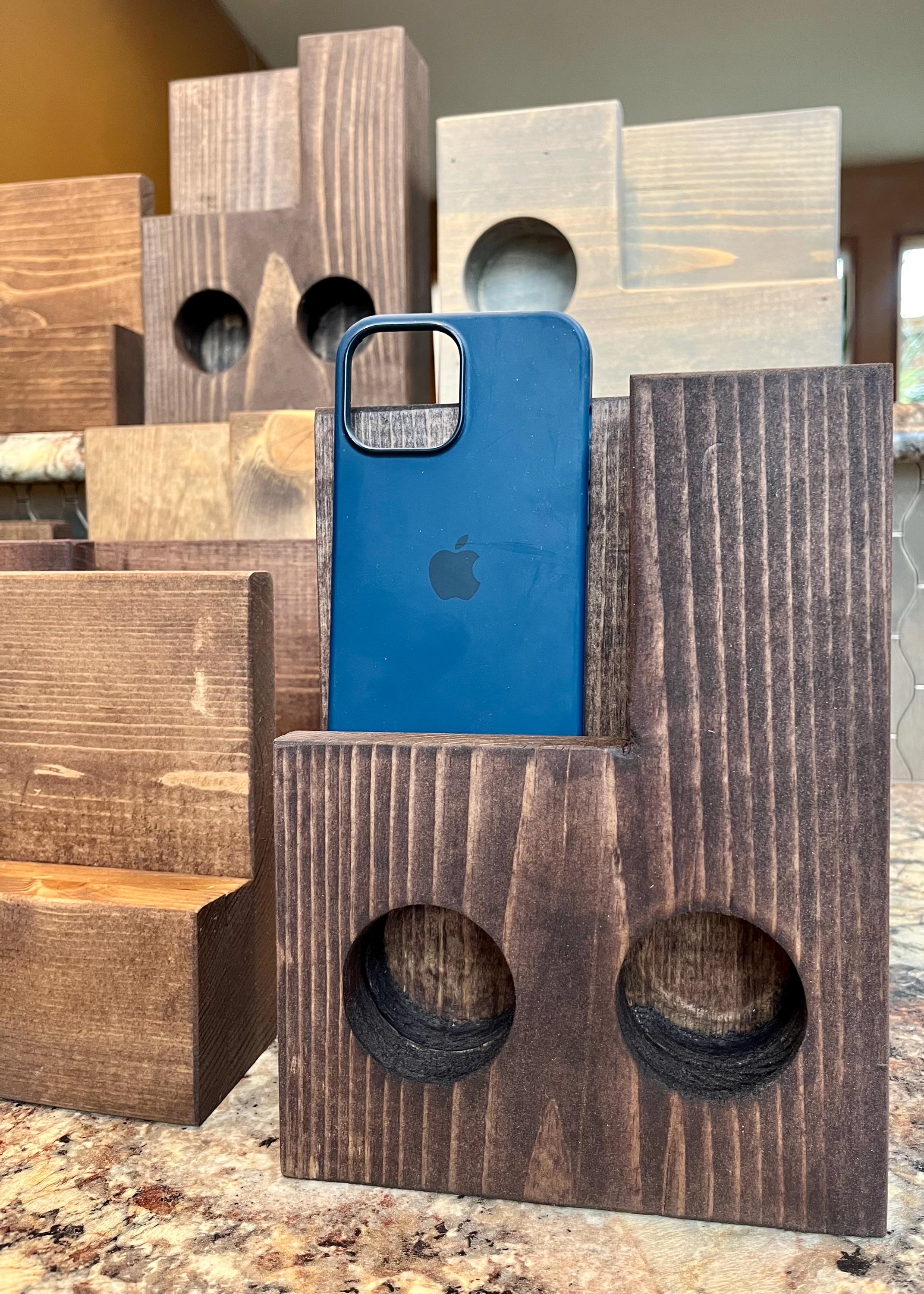 Handmade Pine Wood Phone Amplifier: Rustic Acoustic Speaker & Stand