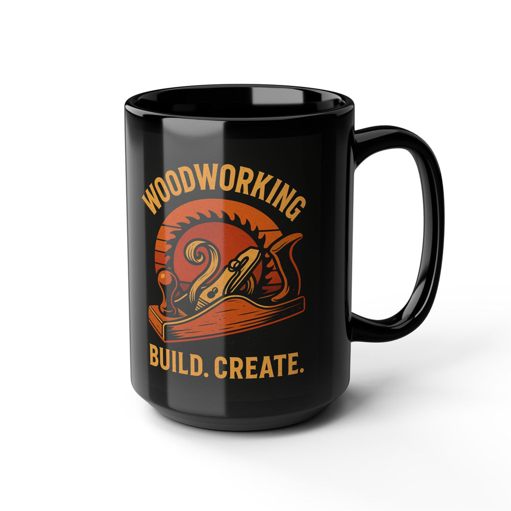 Woodworking Mug: 15oz Black Ceramic Coffee Cup - Locally Grown Gifts 1