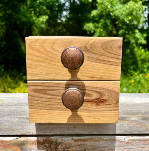 Handcrafted Padauk Wood Jewelry Box: Apple Wood Fronts & Cedar Drawers