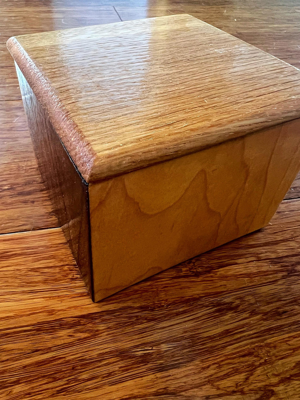 Handmade 5-Wood Keepsake Box: Black Sparkle Felt Lining, Tung Oil Finish