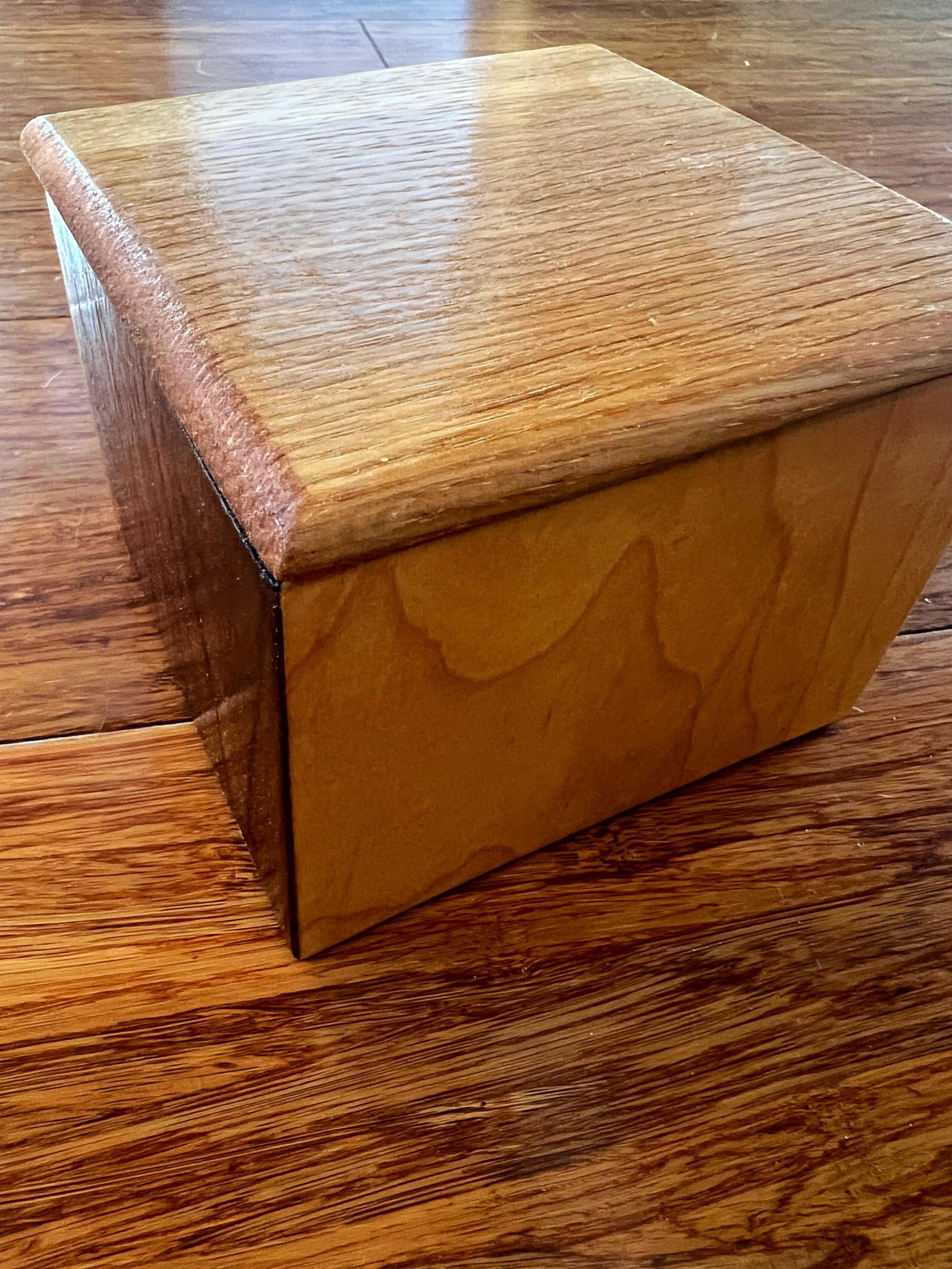 Handmade 5-Wood Keepsake Box: Black Sparkle Felt Lining, Tung Oil Finish