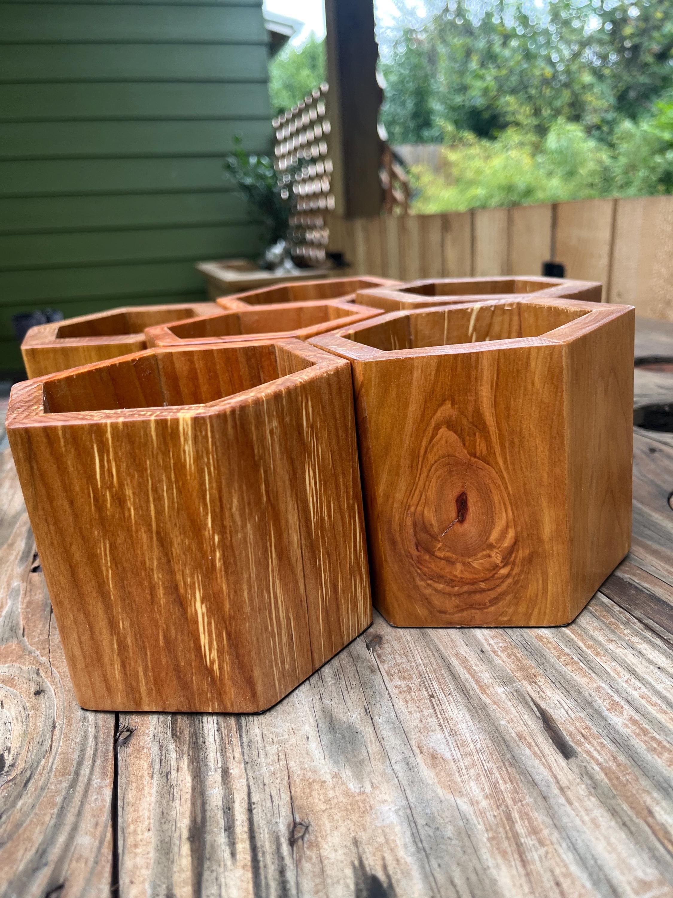 Handmade Apple Wood Pen & Pencil Holder | Locally Grown Heirloom Wood | Rustic Desk Organizer