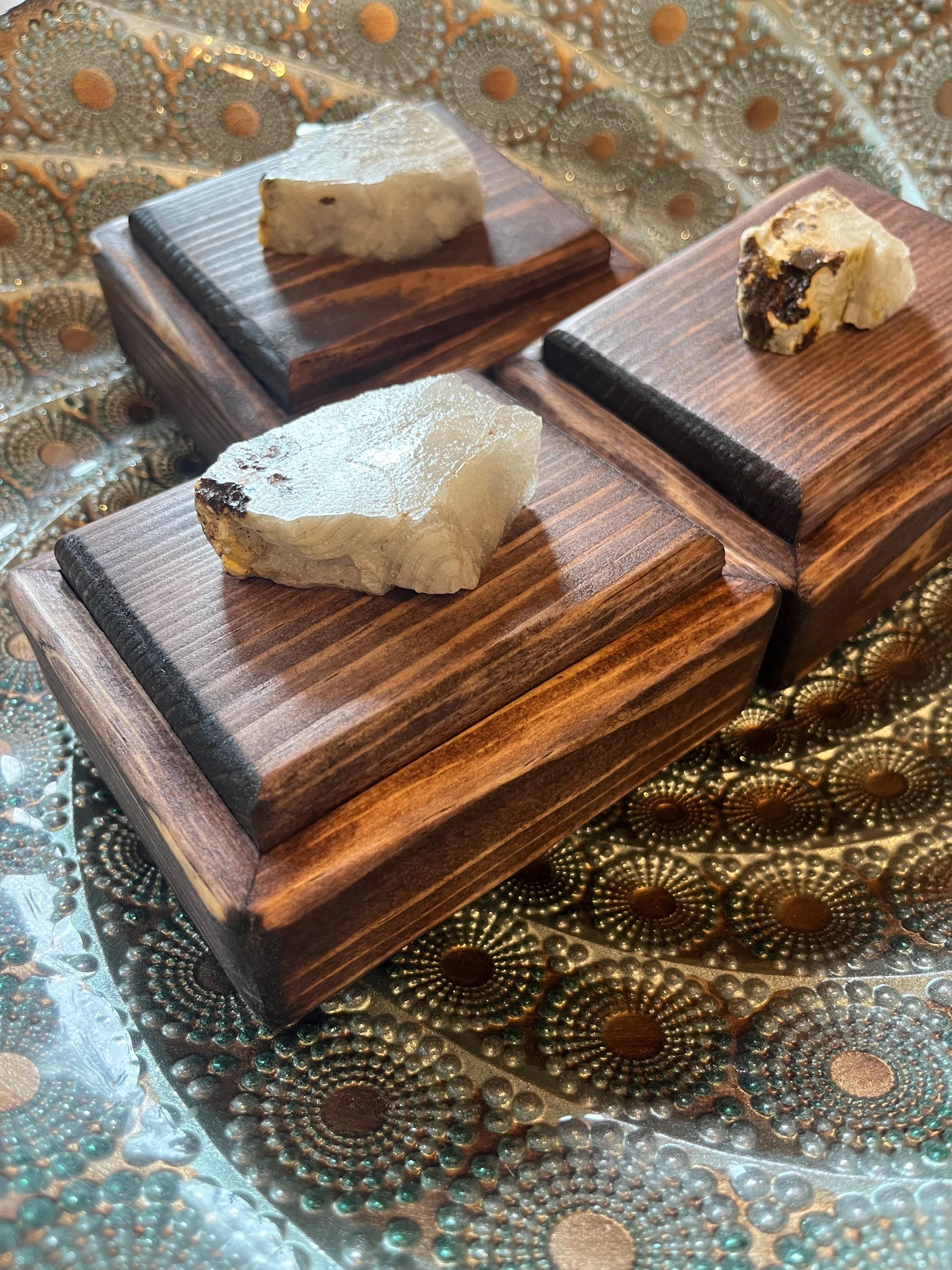 Handmade Spruce Wood Jewelry Box Set – Oregon Thunderegg Pulls, Rainbow Felt Lined