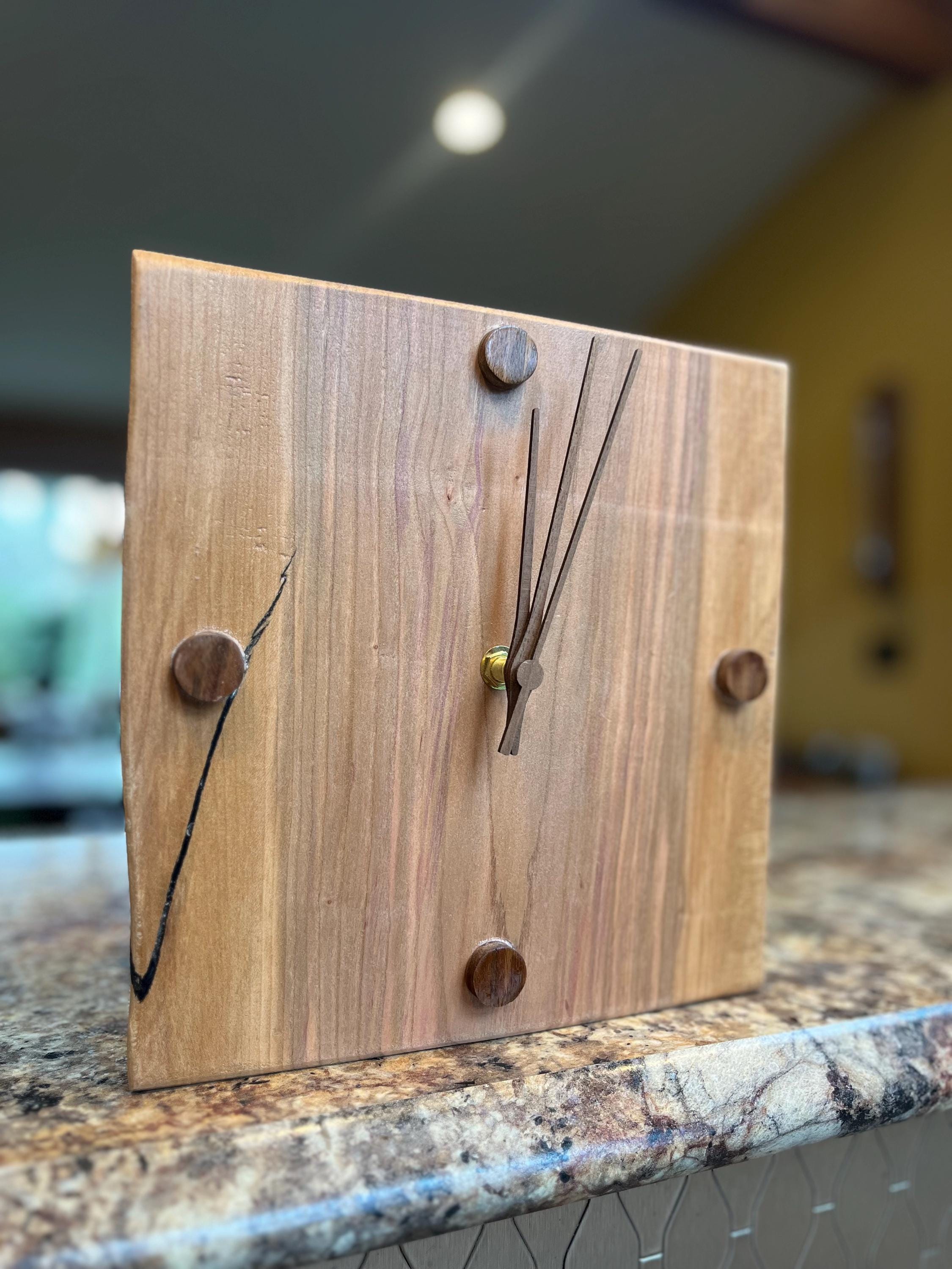 Plum wood clock with Walnut dials and hour markers