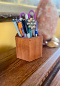Handmade Mahogany Pen and Pencil Holder: Tung Oil Finish, Felt-Lined