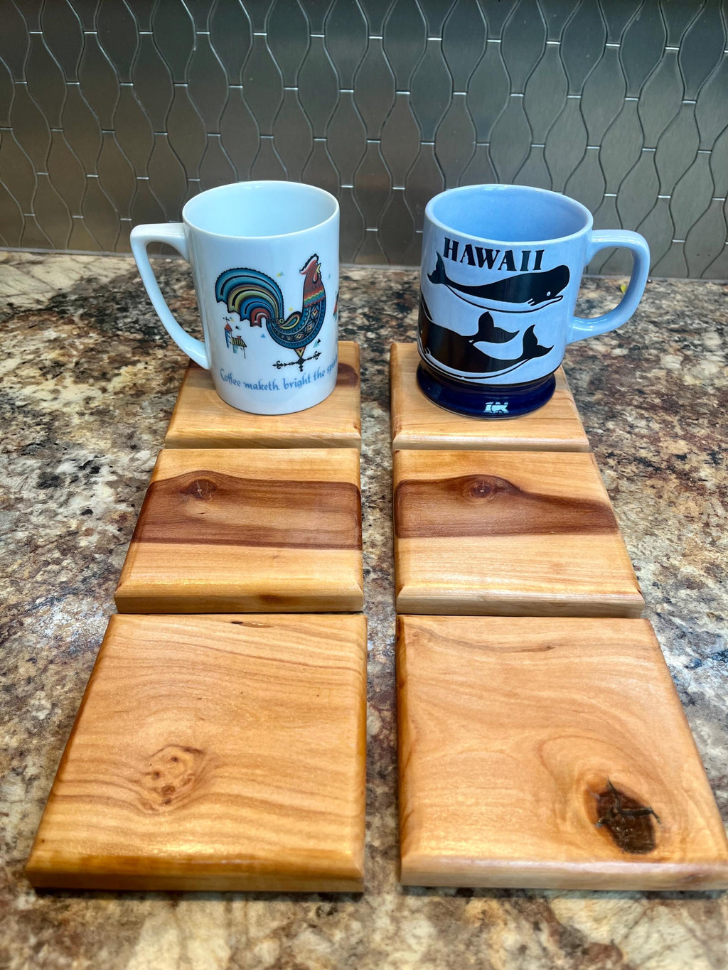 Apple Wood Coasters: Oregon Grown, Felt Backed, Set of 6