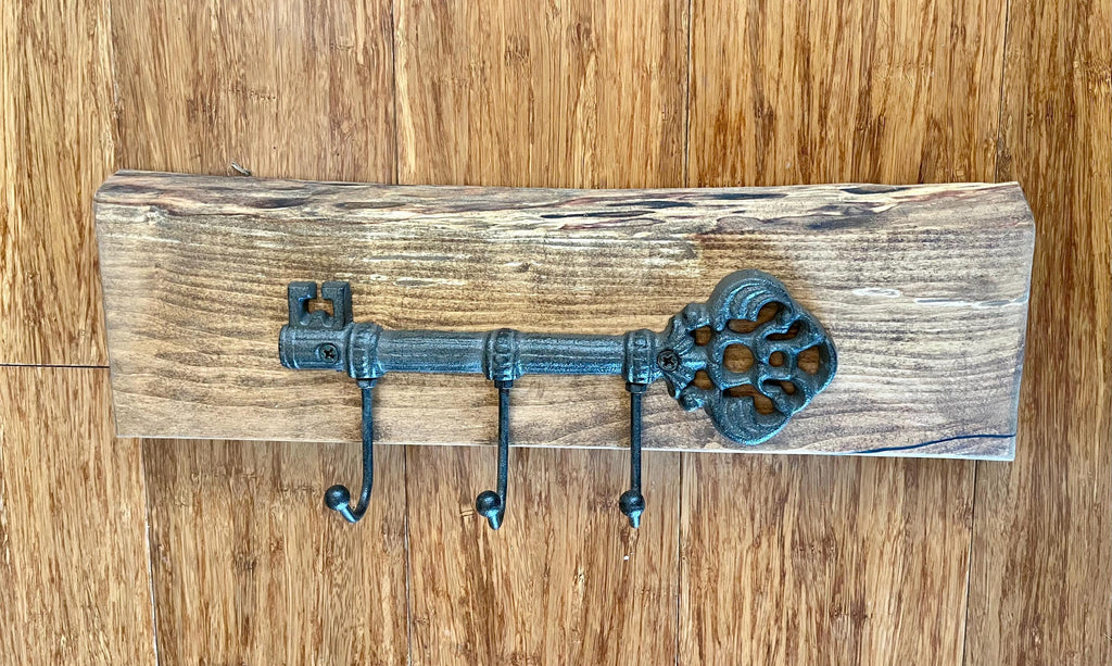 Live-Edge Apple Wood Key Holder: Rustic 3-Hook Organizer