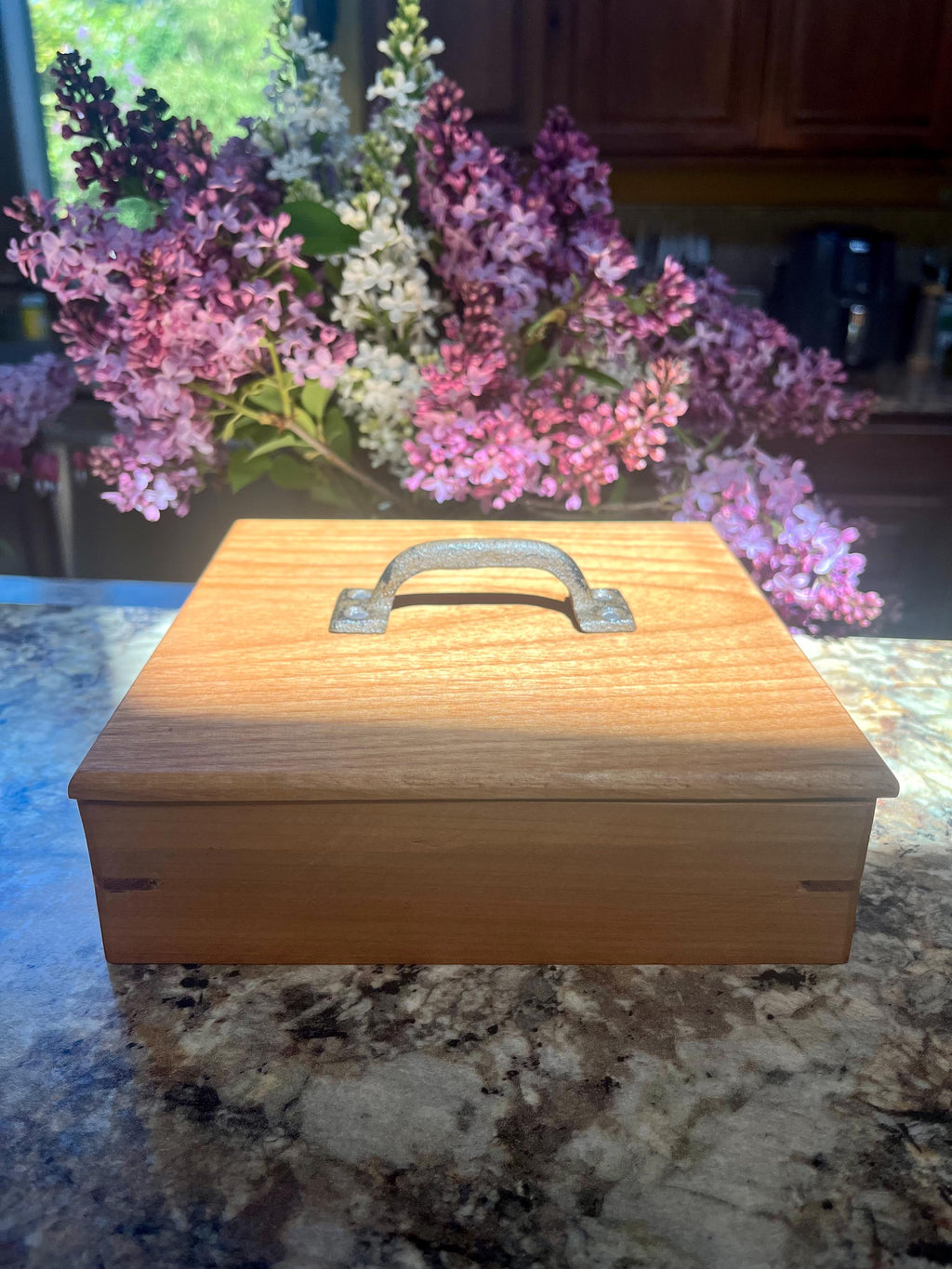Reclaimed Cherry Wood Jewelry Box: Vintage Cast Iron Handle, Cedar Dividers