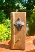 Live Edge Apple Wood Bottle Opener: Rustic Wall Mounted Barware