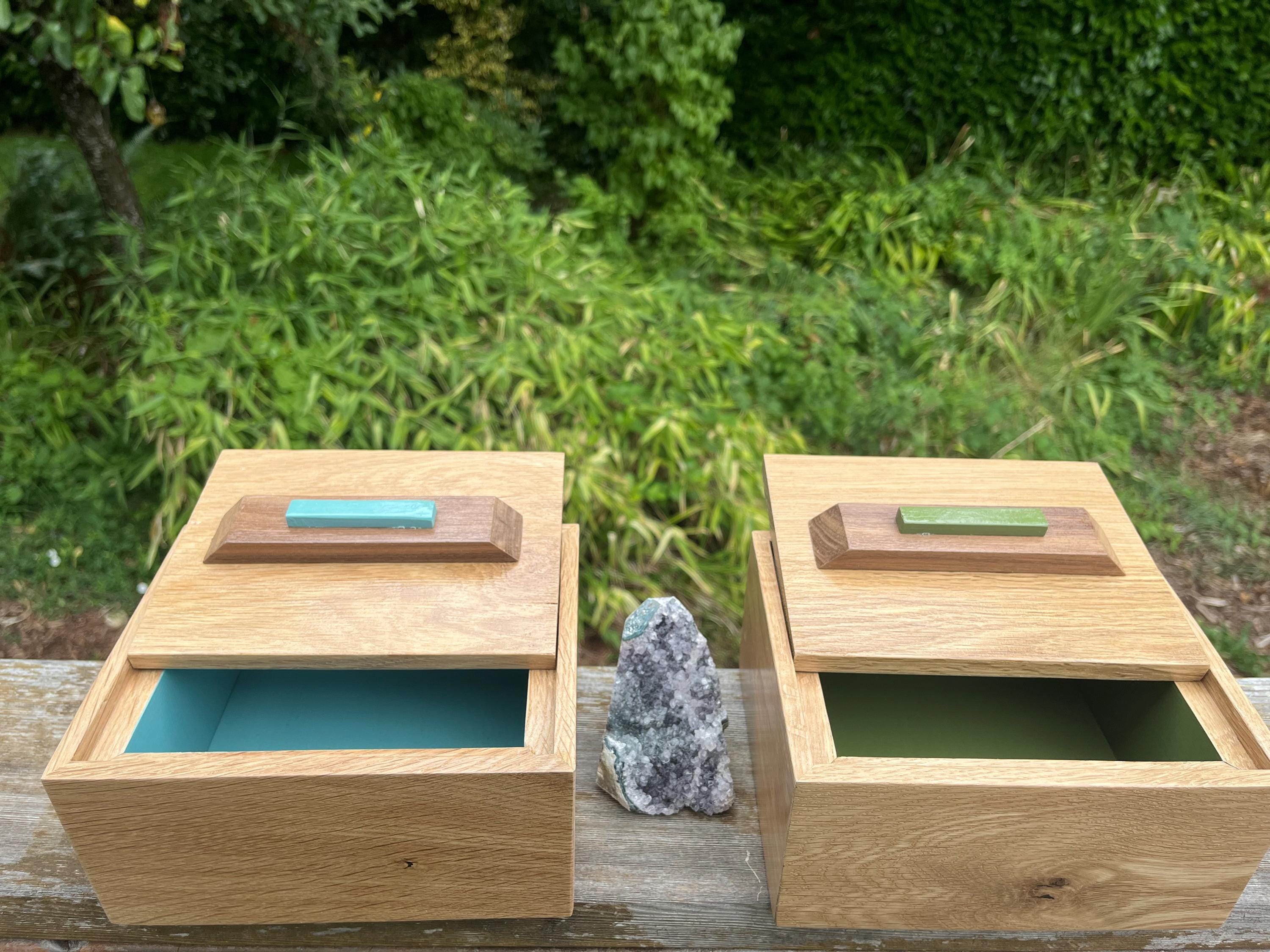 Reclaimed Oak Storage Boxes with Walnut Handles - Set of 2