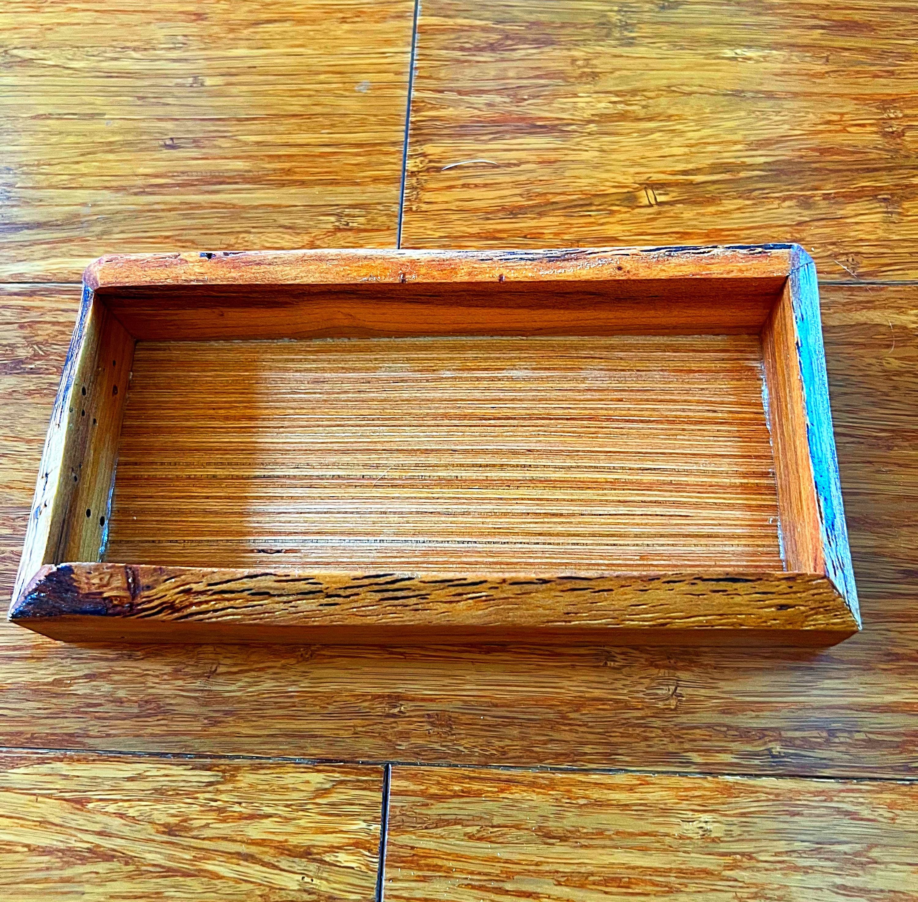 Live-Edge Yellow Plum Wood Jewelry Tray: Handmade Tung Oil Finish