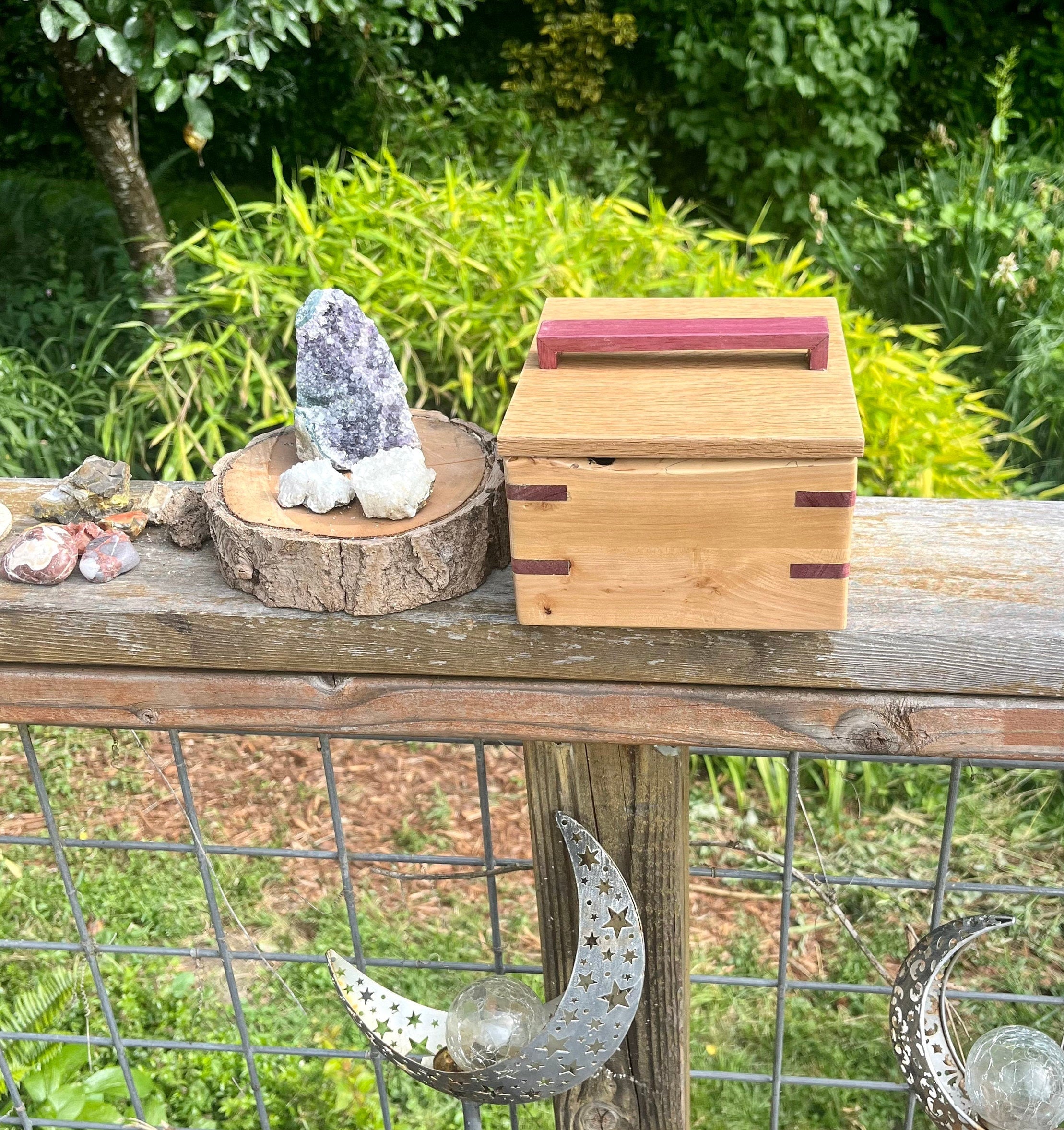 Applewood & Oak Jewelry Box: Live Edge with Padauk Accents