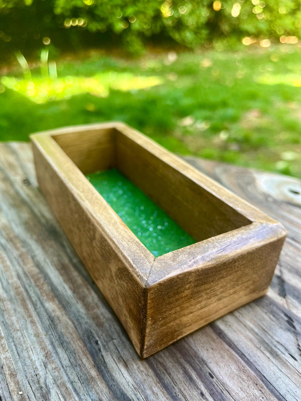 Handmade Plum Wood Jewelry Tray | Live-Edge with Green Felt