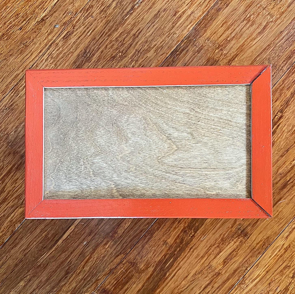 Handmade Recycled Oak Storage Box: Orange Milk Paint Finish, Felt Bottom