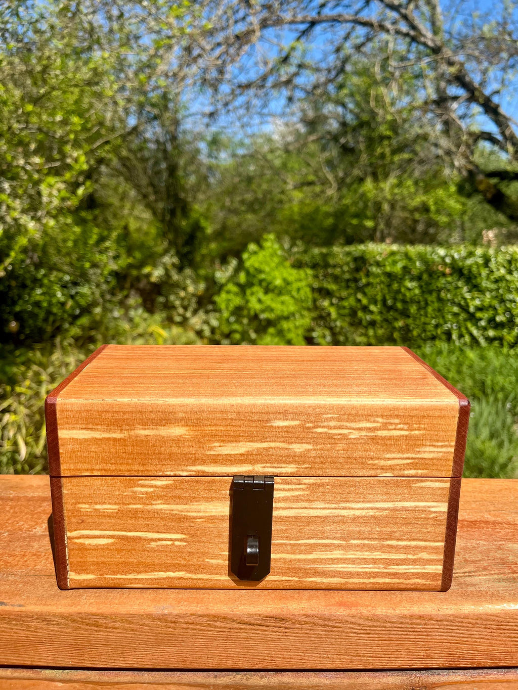 Handmade Alder & Mahogany Jewelry Box: Tung Oil Finish, Sparkle Black Felt