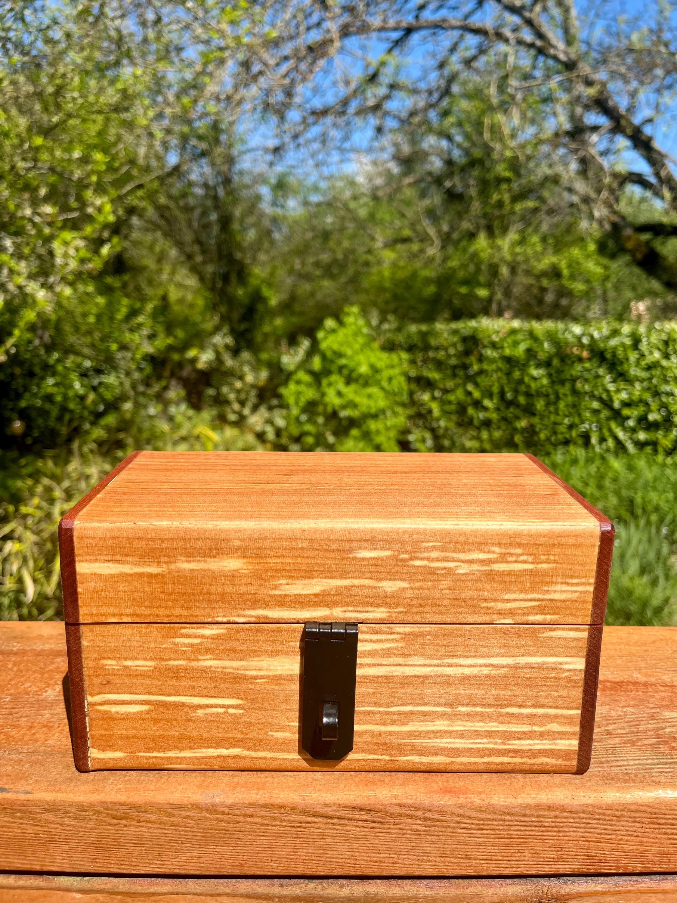 Handmade Alder & Mahogany Jewelry Box: Tung Oil Finish, Sparkle Black Felt