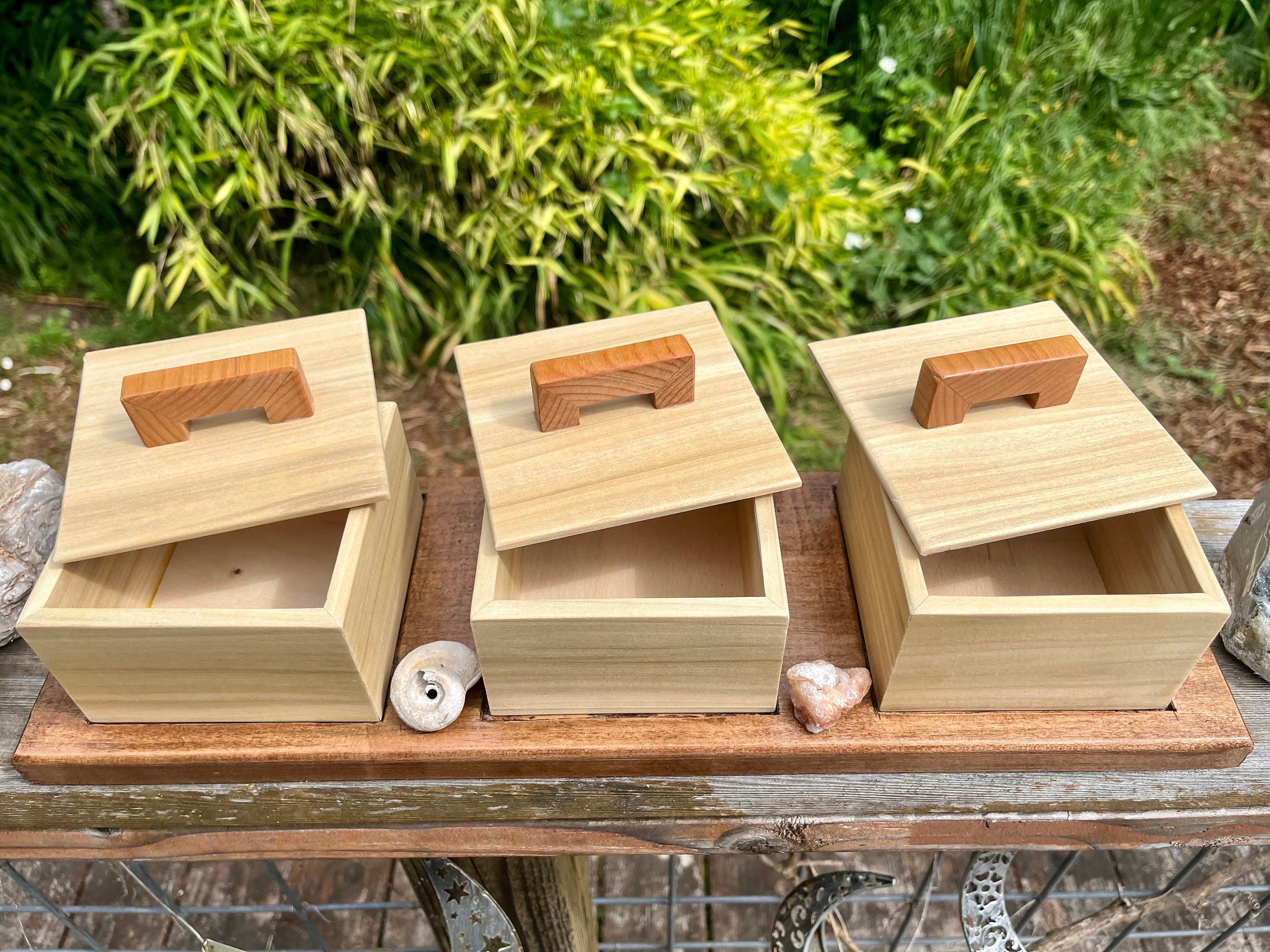 Up-cycled Wood Box Set: Poplar Boxes on Reclaimed Mahogany Tray